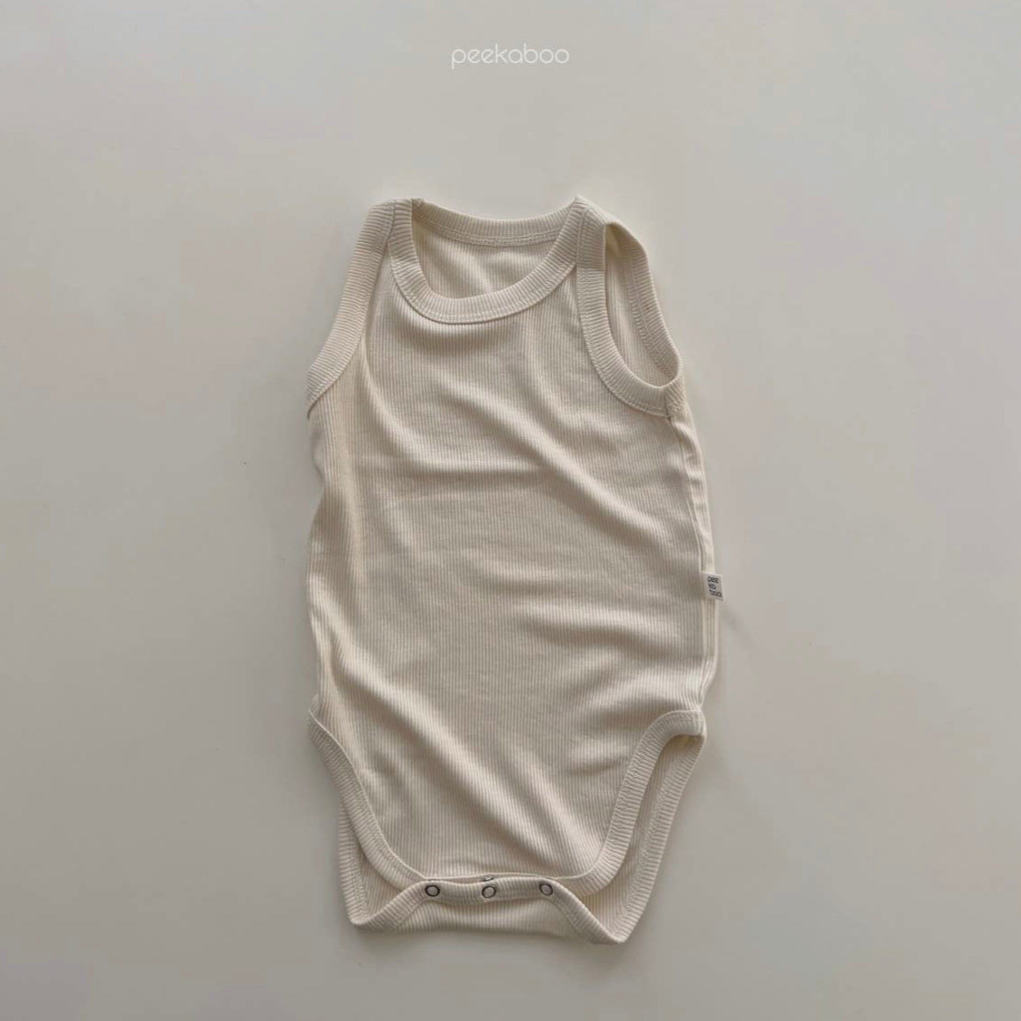 Cotton Ribbed Sleeveless Bodysuit-Peekaboo