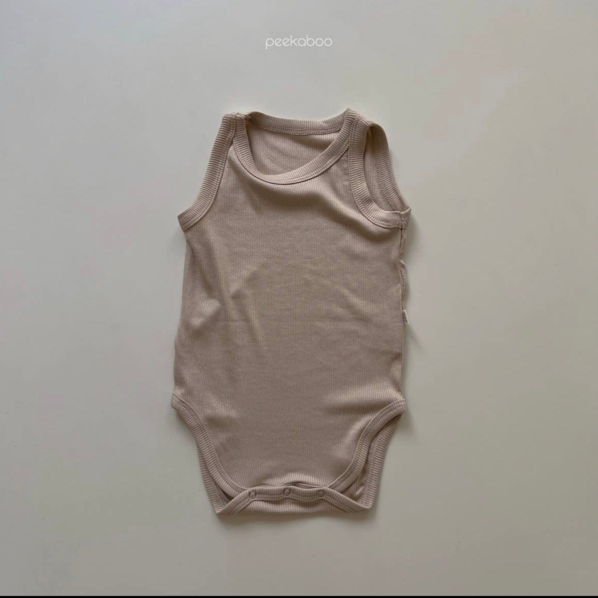 Cotton Ribbed Sleeveless Bodysuit-Peekaboo