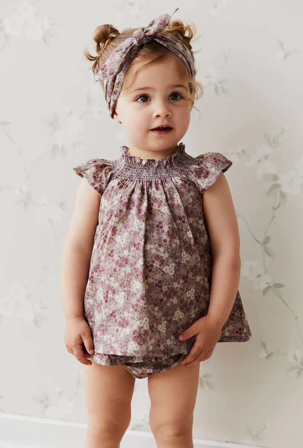 Organic Cotton Tamara Top Pansy Floral Fawn- Jamie Kay