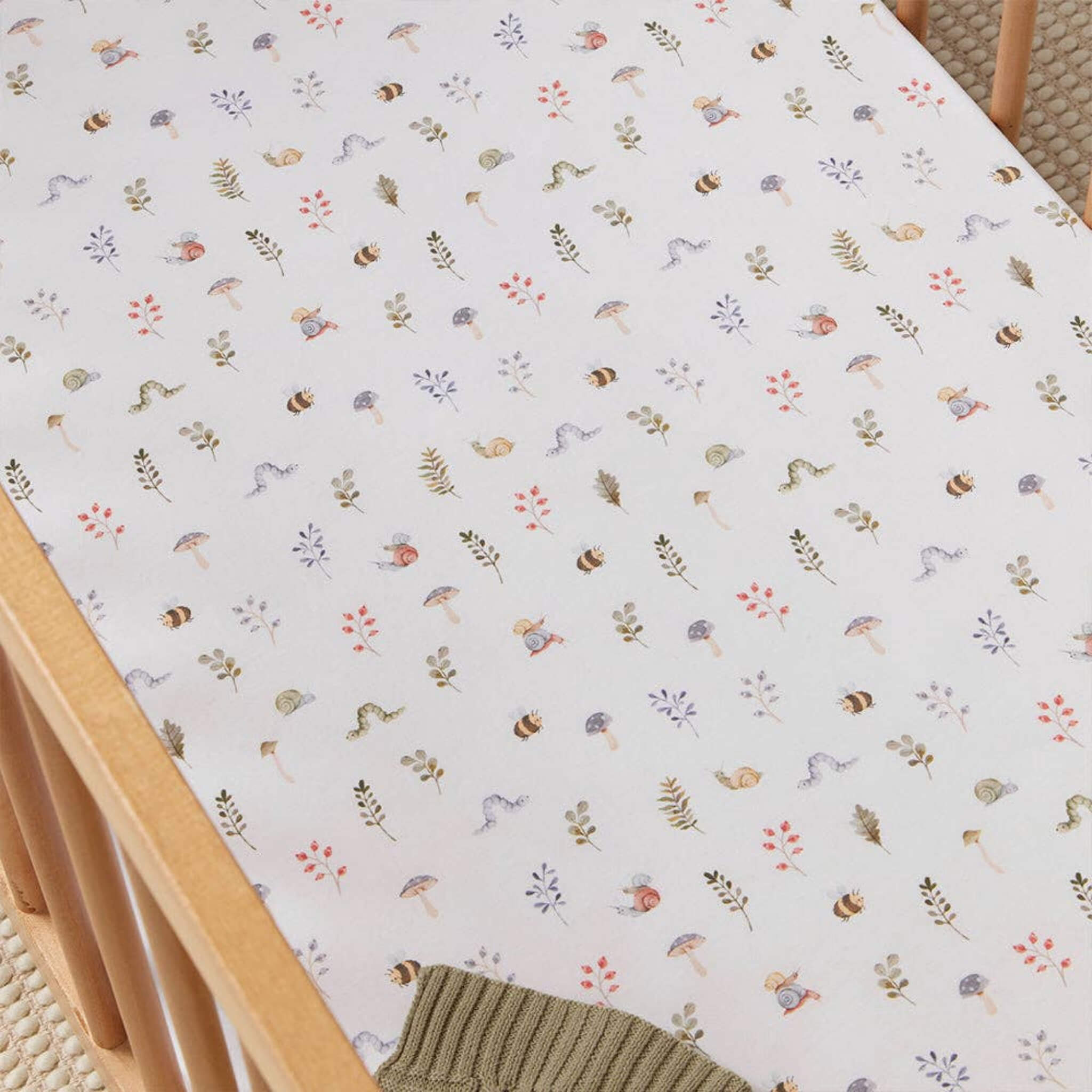 Garden Friends Fitted Cot Sheet | Organic Cotton Cot Sheet