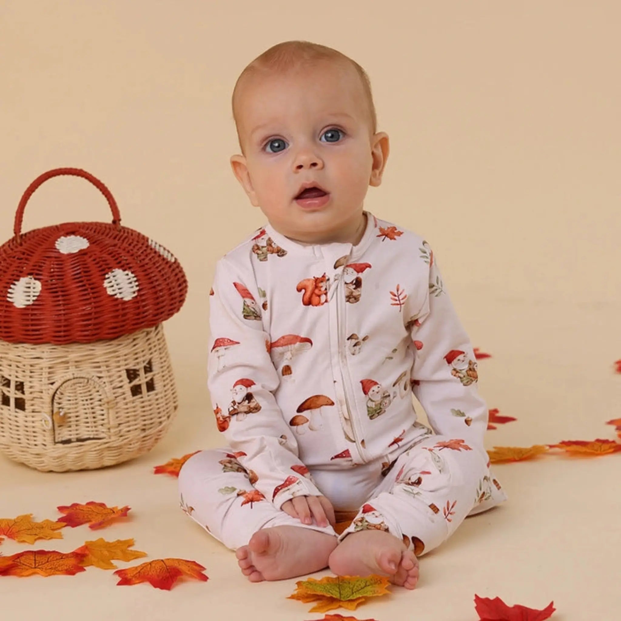 Gnomes Organic Snugglesuit | Snuggle Hunny Convertible Baby Romper