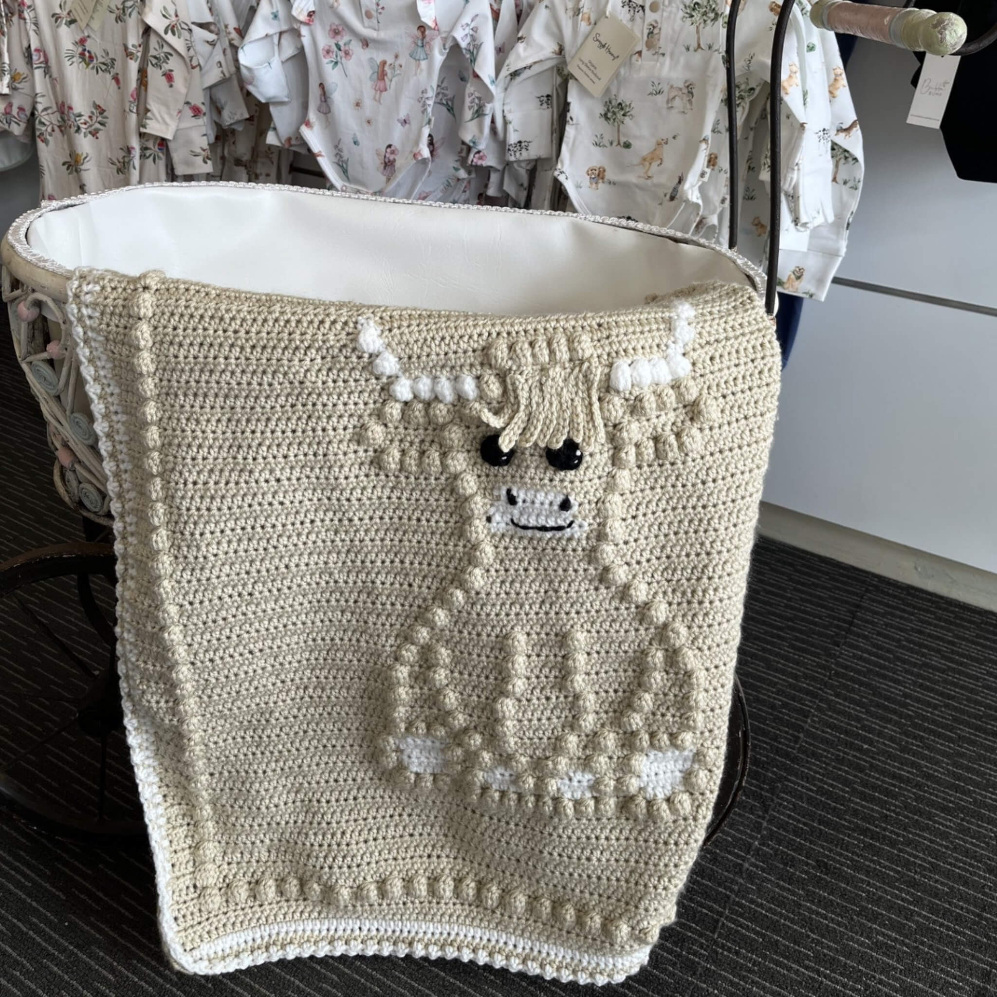 Handmade Highland Cow Crochet Baby Blanket | Everly Lane