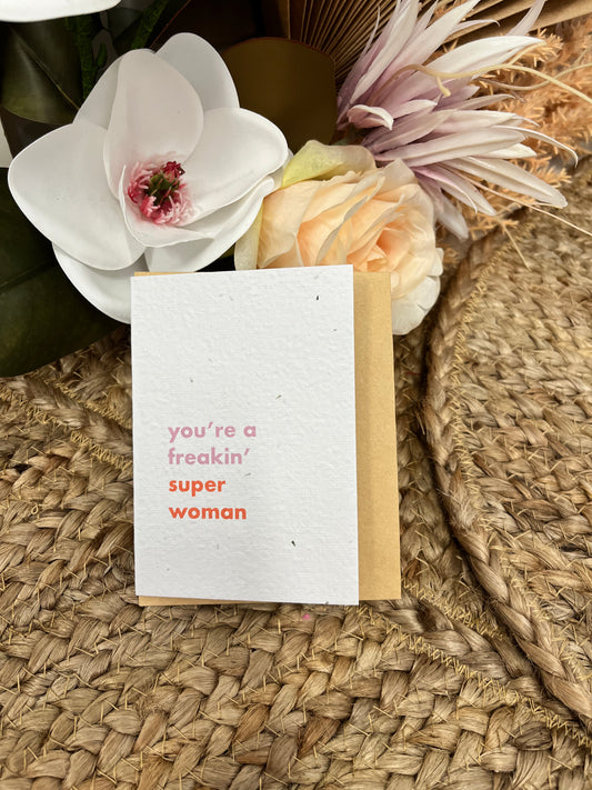 Super Woman Plantable Card- Hello petal