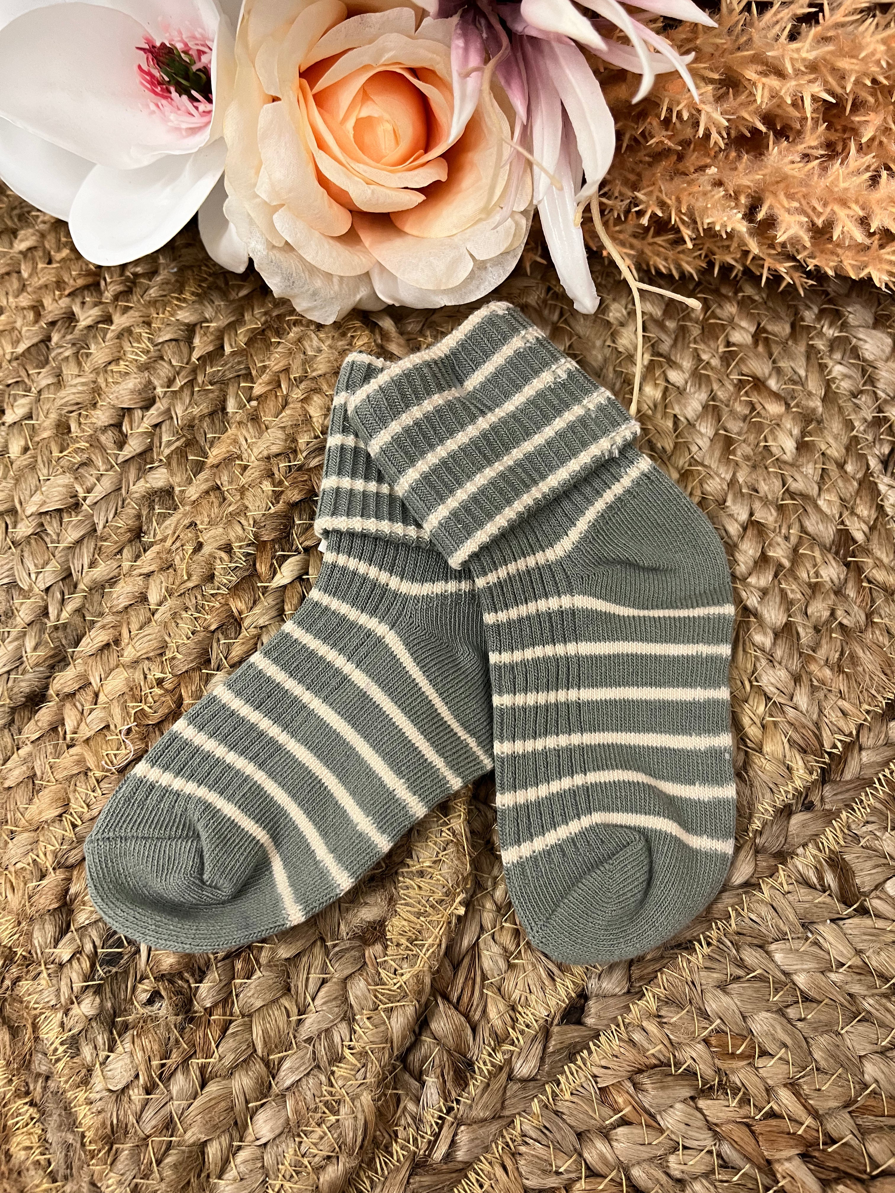 Classic Rib Socks- Pond Stripe-Jamie Kay