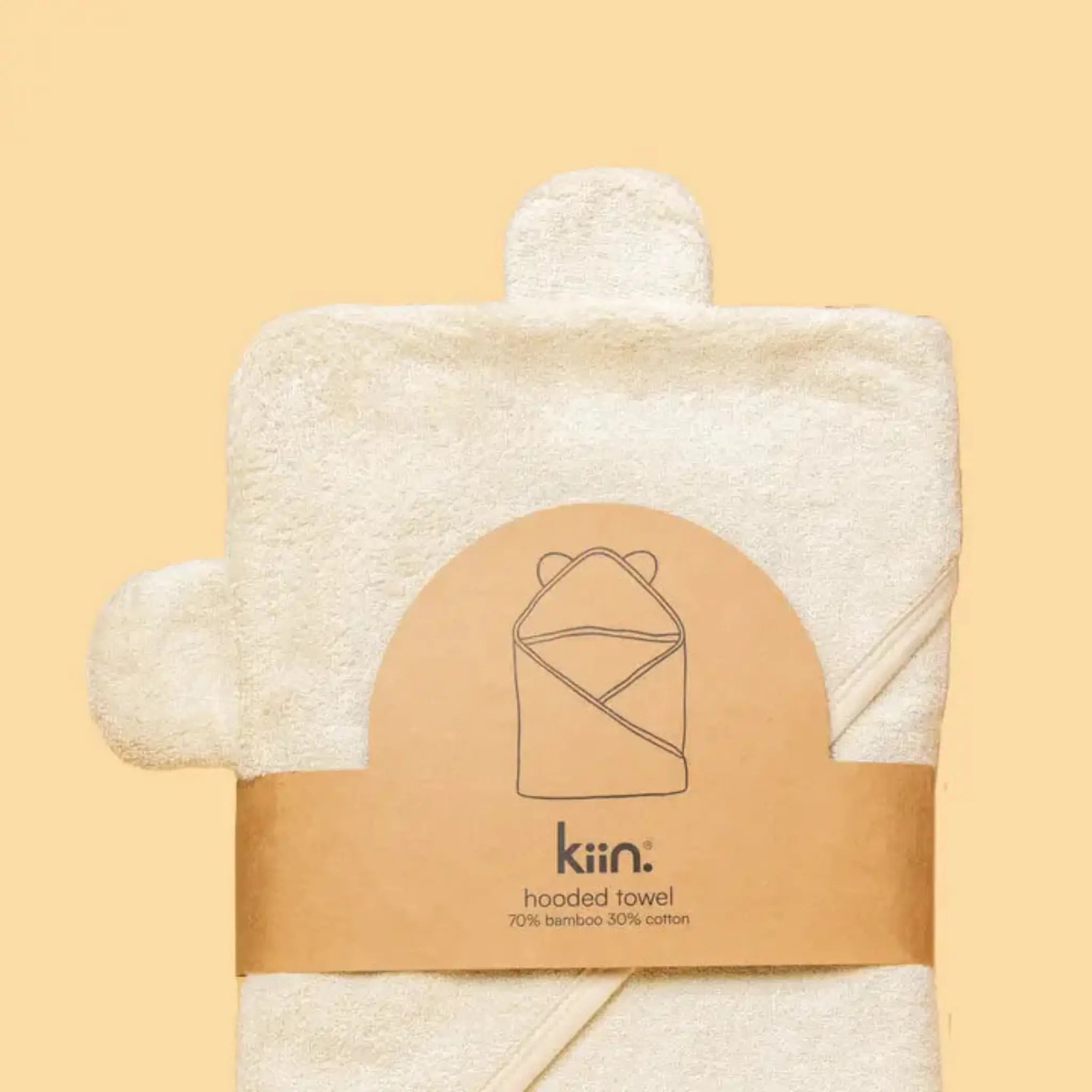 Kiin Baby Hooded Towel | Soft Cotton & Bamboo Blend, Large & Absorbent