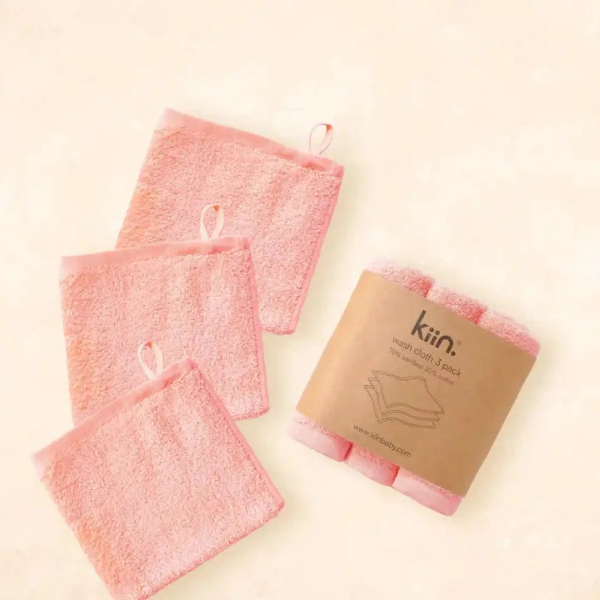 Kiin Wash Cloth 3 Pack – Soft Bamboo & Cotton Baby Washcloths