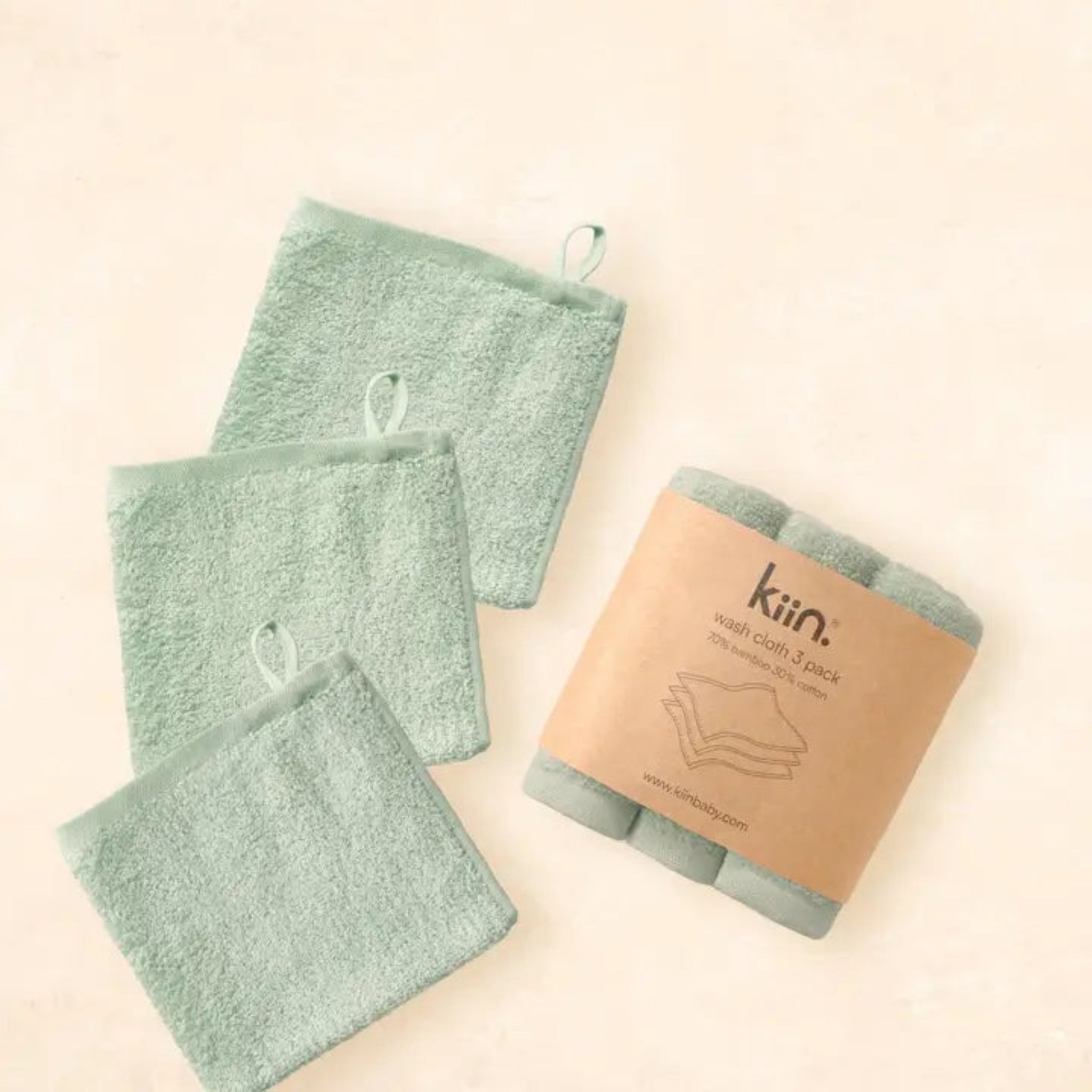 Kiin Wash Cloth 3 Pack – Soft Bamboo & Cotton Baby Washcloths