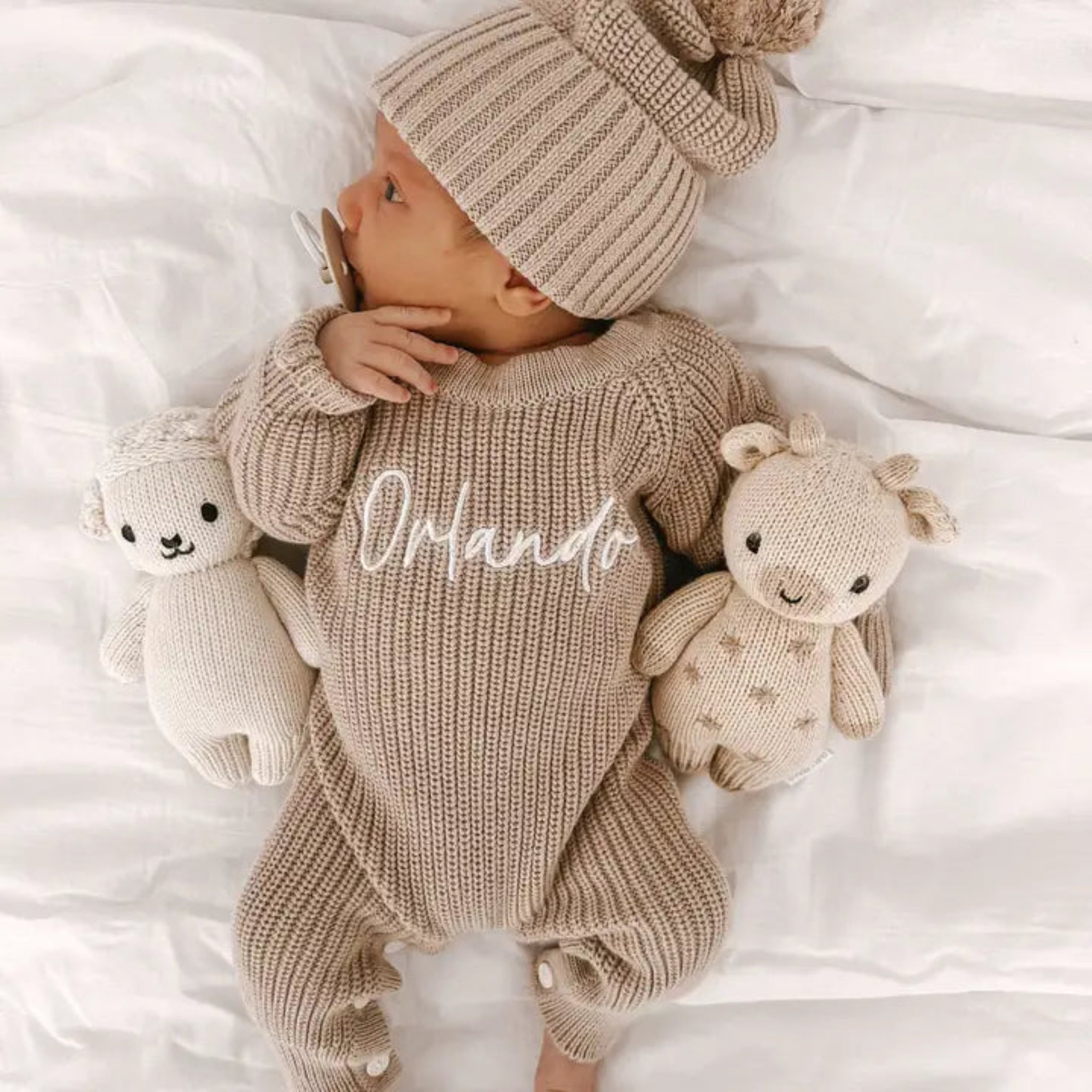 Knitted Baby Clothes Romper Teddy Brown