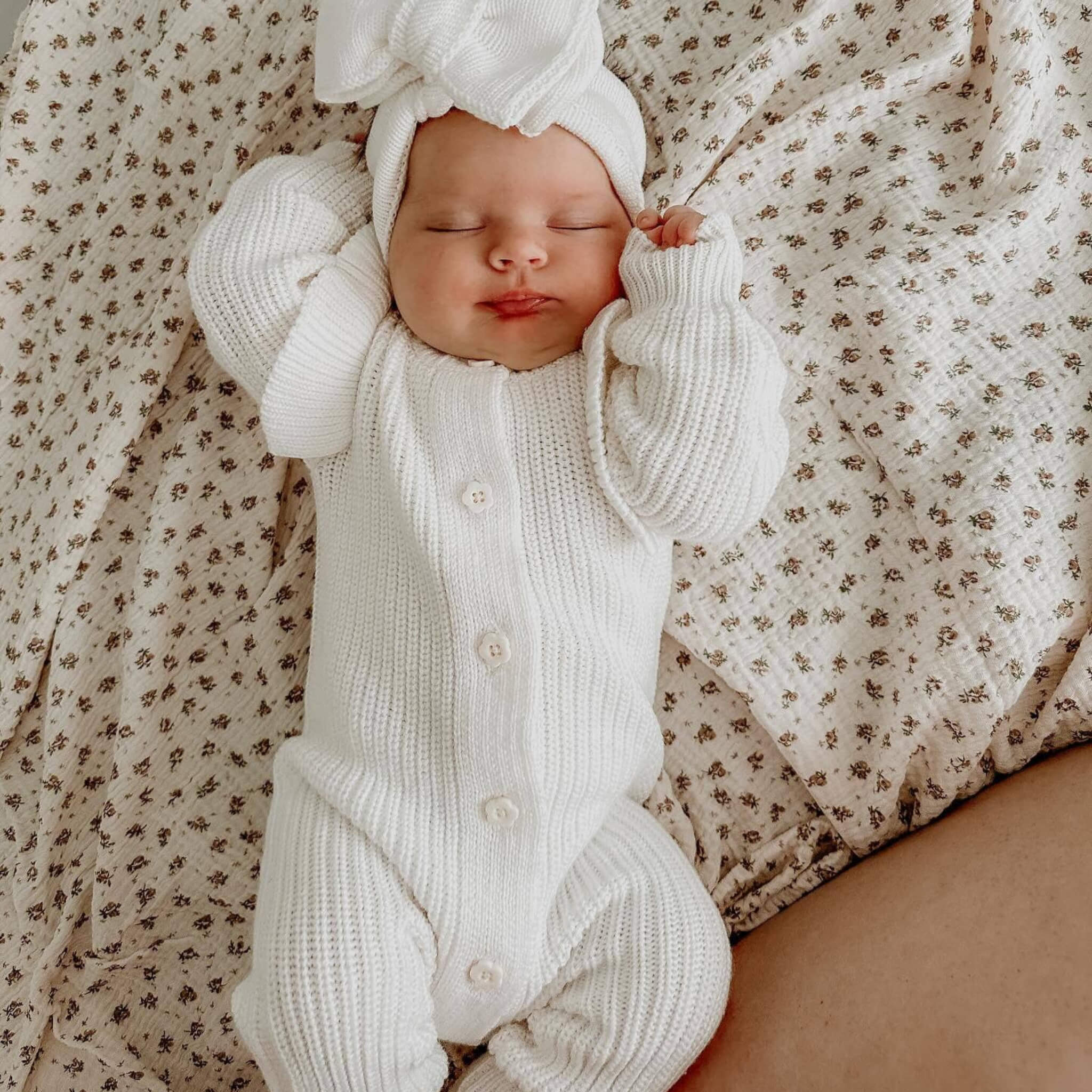 Long Flutter Ribbed Romper Milk
