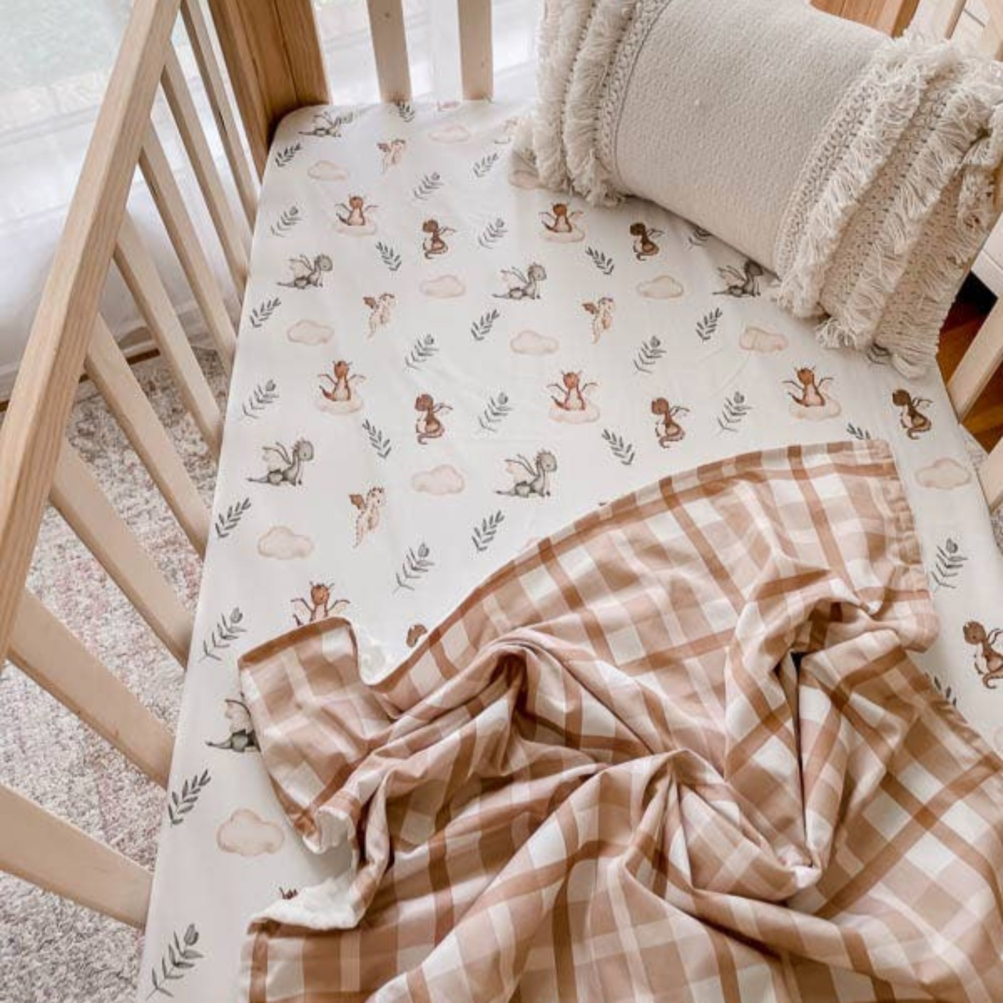  Minky Pram Blanket Earthy Plaid 