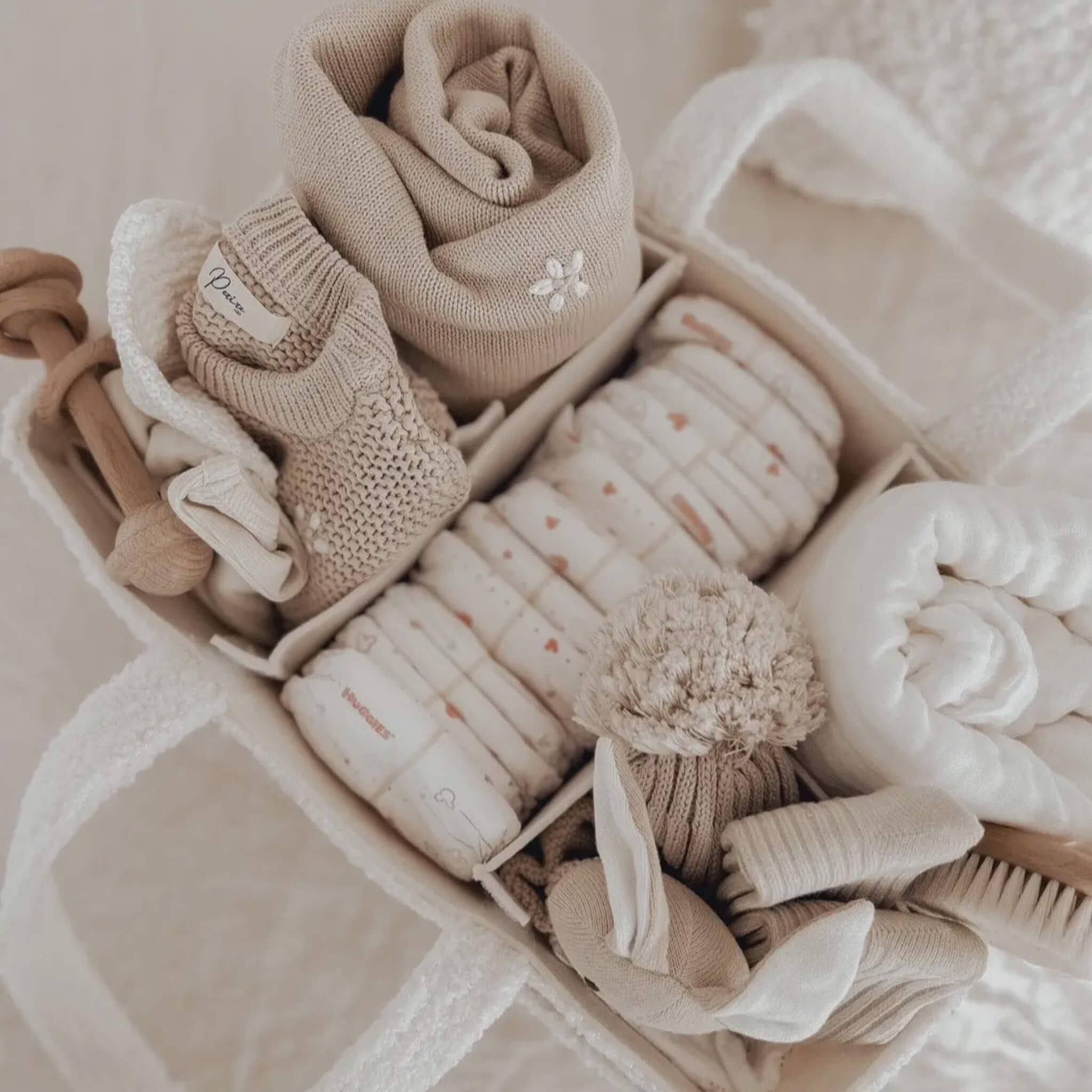 Nappy Caddy Organiser Snow Teddy Handles 