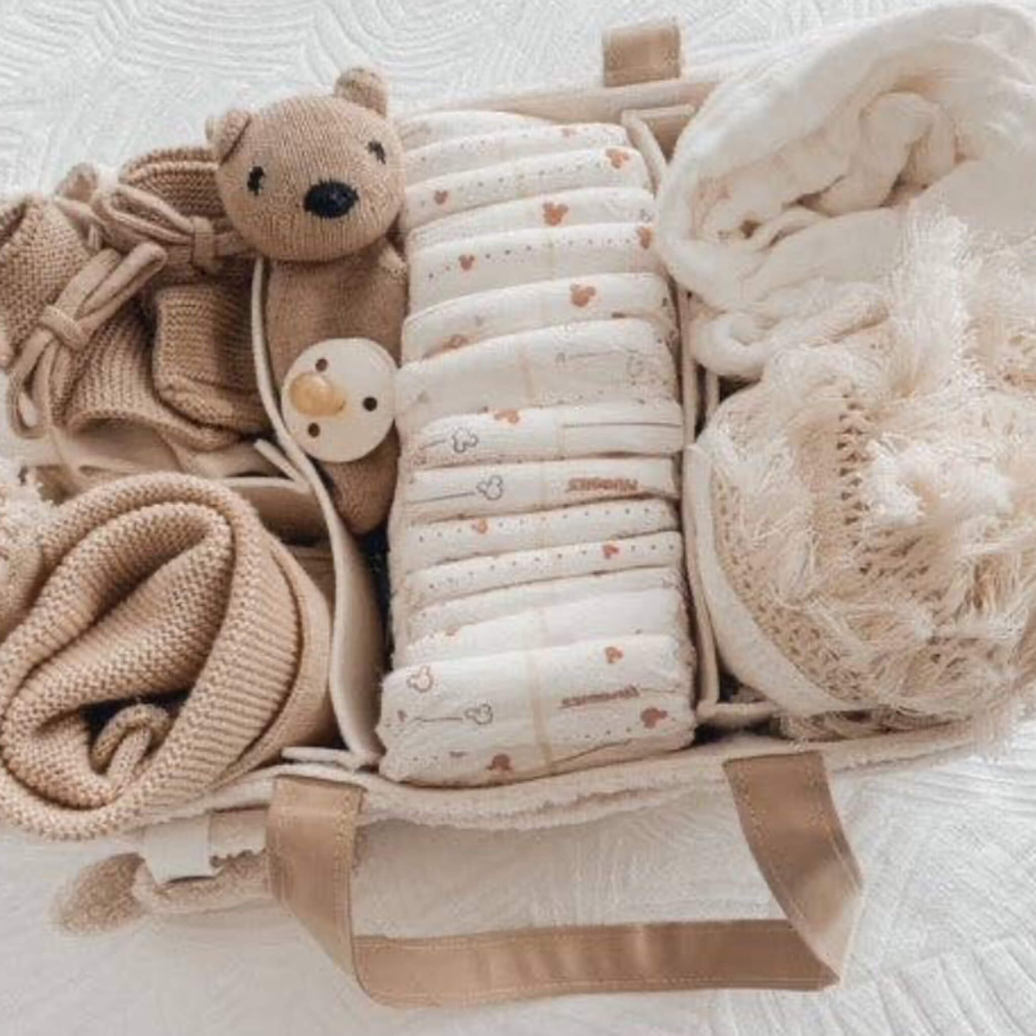Nappy Caddy Snow Organiser with Beige Handles