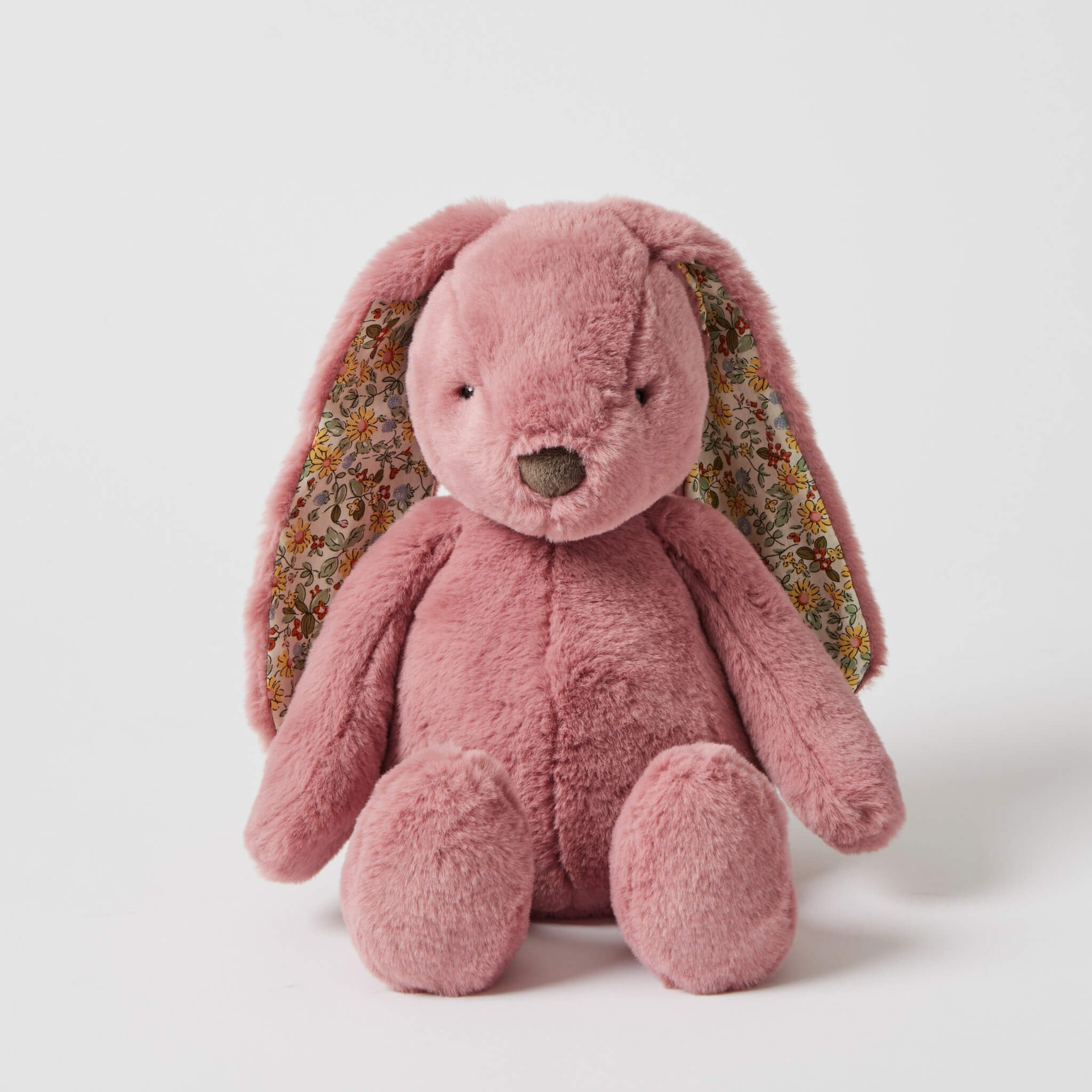 Personalised Floral Raspberry Plush Bunny Toy | Embroidered Baby Gift