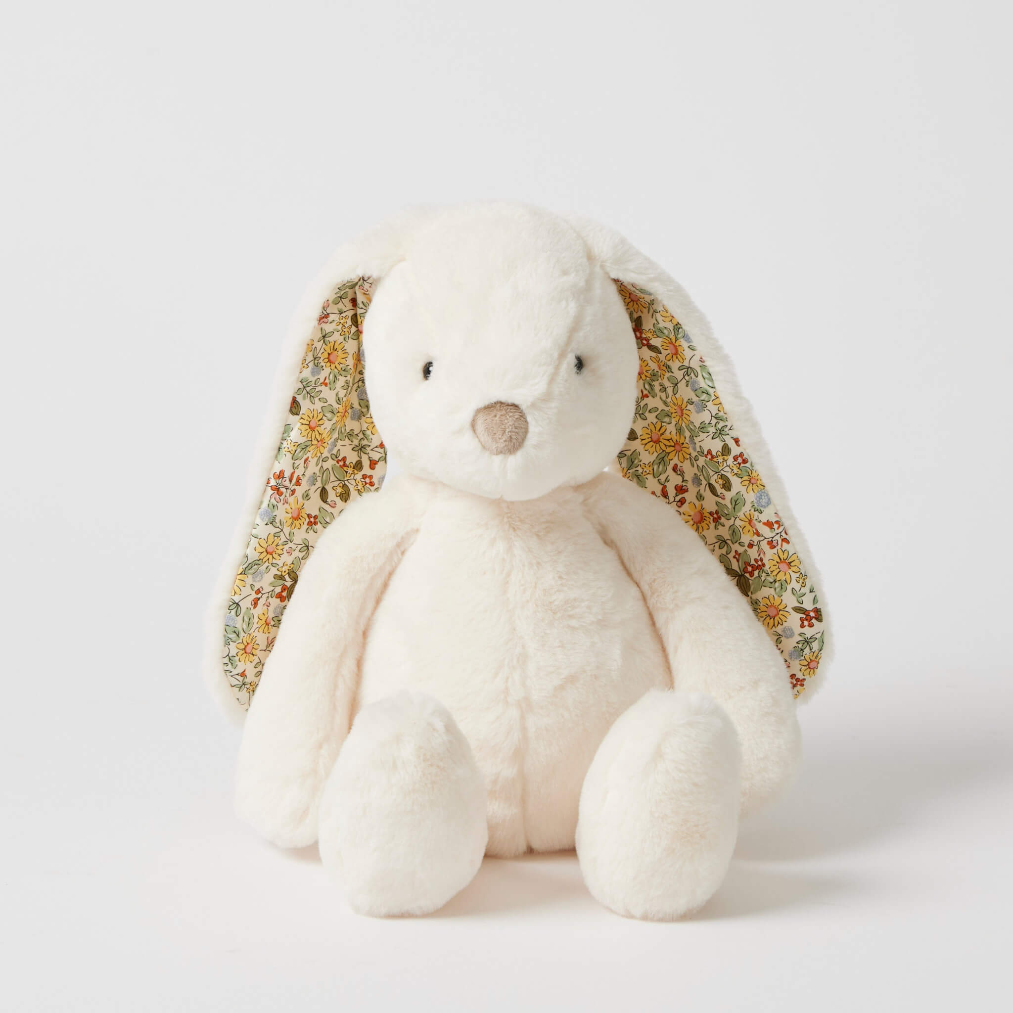Plush White Floral Bunny