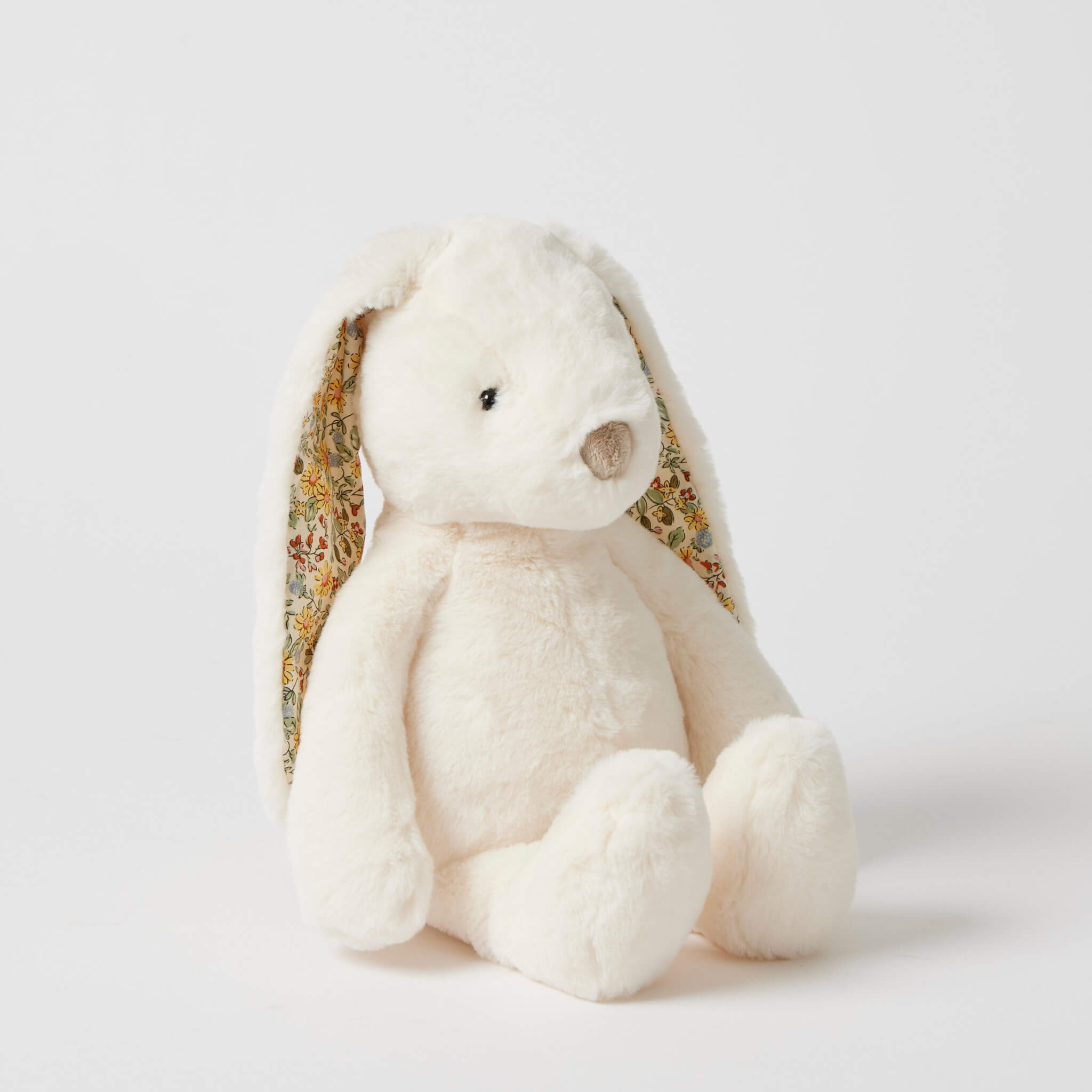 Plush White Floral Bunny