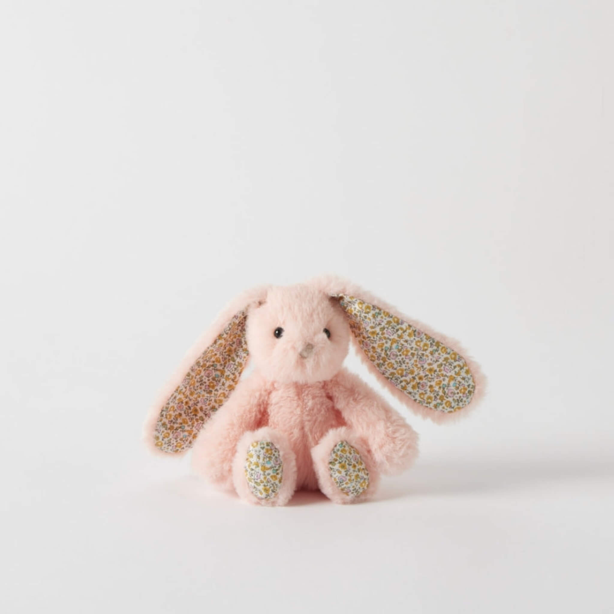 Plush floral bunny rattle peach