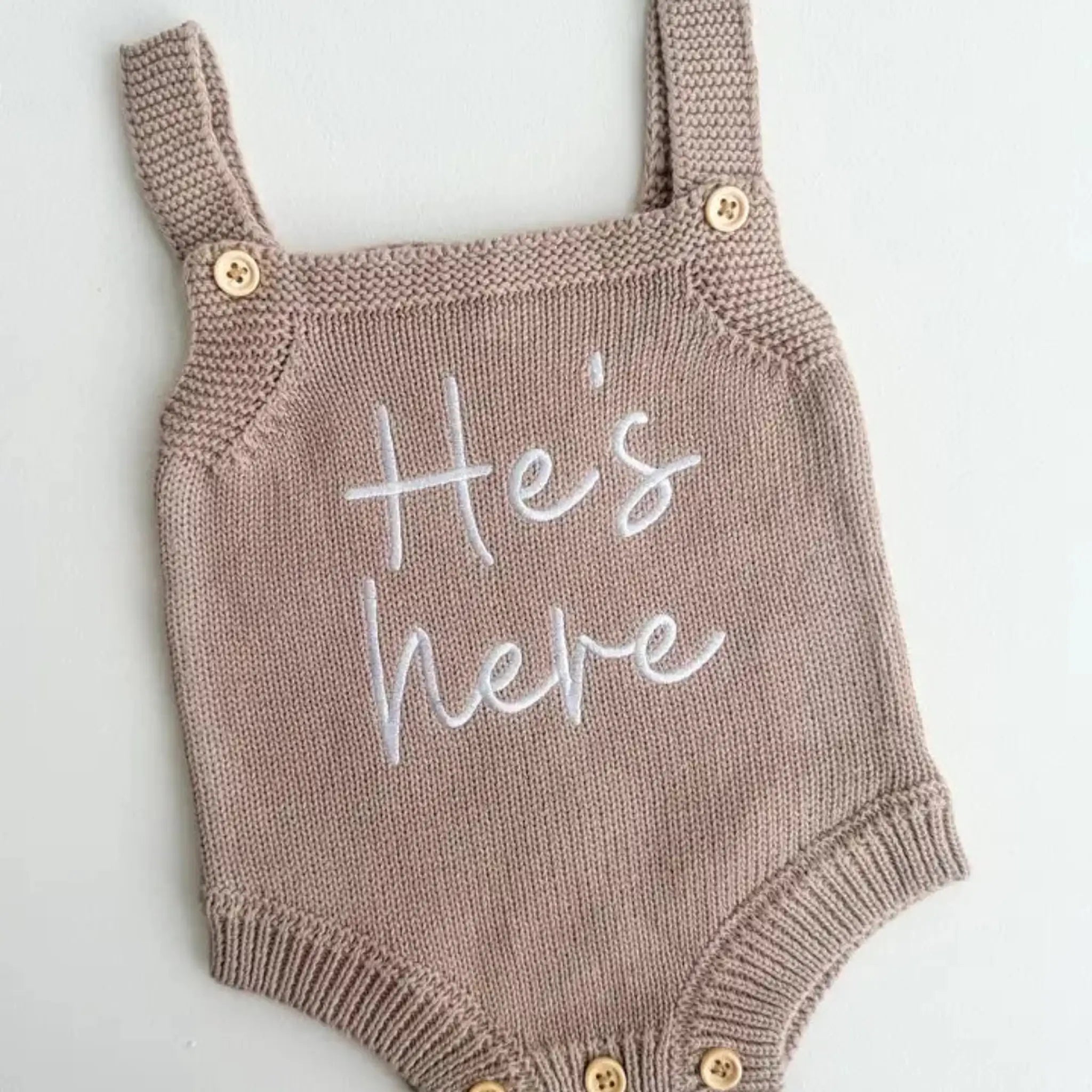 Ready-Made Birth Announcement Romper – He’s Here 