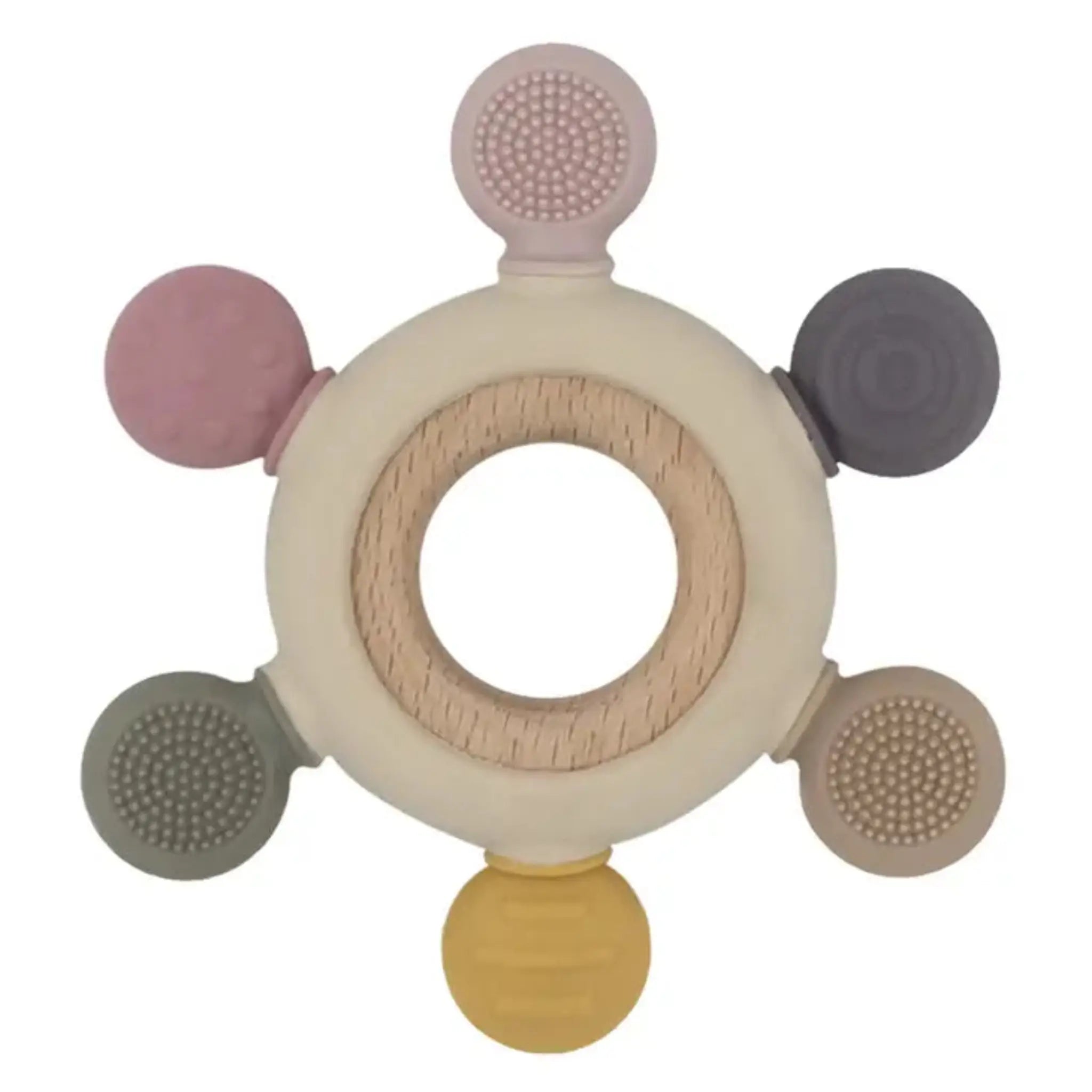 Silicone & Beechwood Baby Teether | BPA-Free Sensory Teething Toy