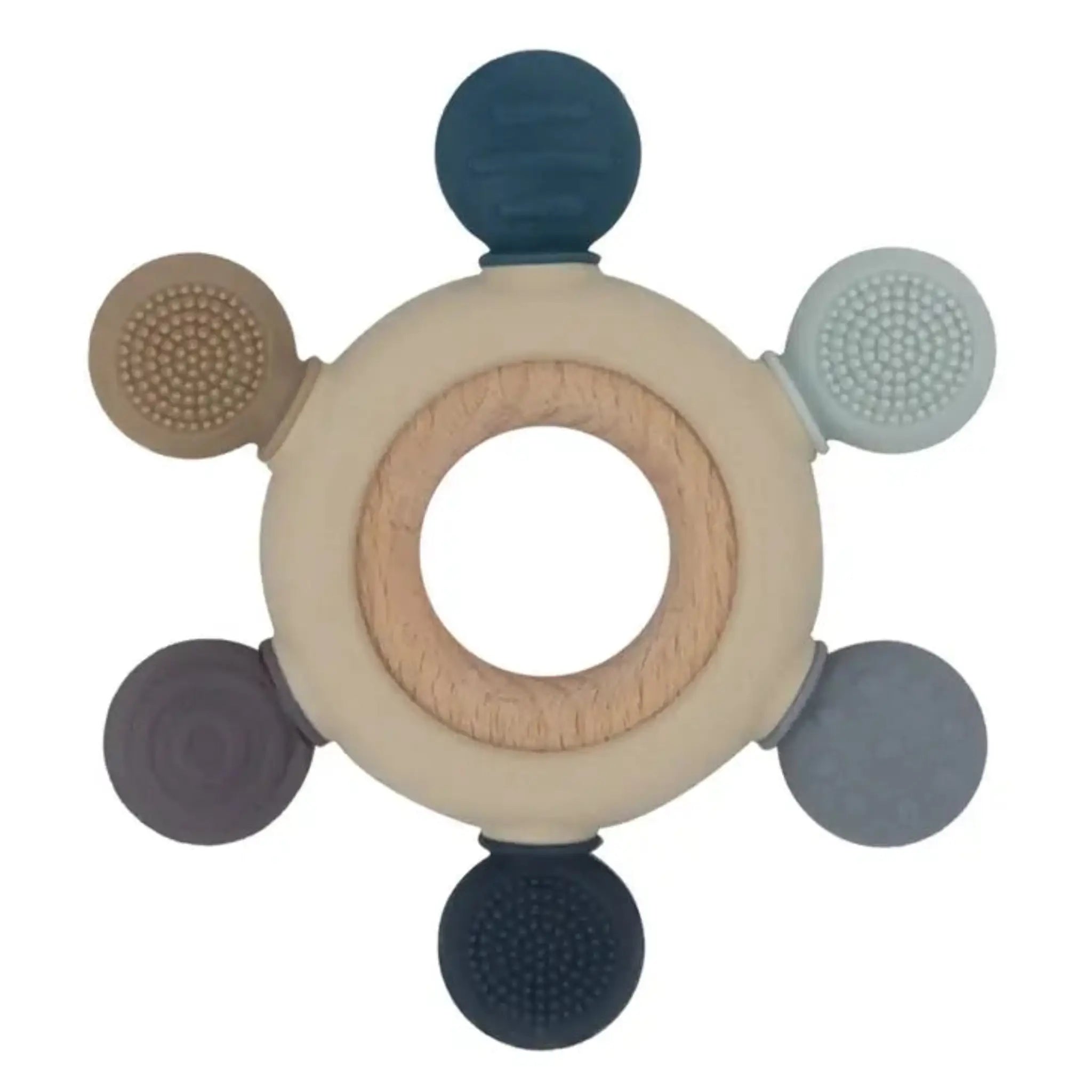 Silicone & Beechwood Baby Teether | BPA-Free Sensory Teething Toy