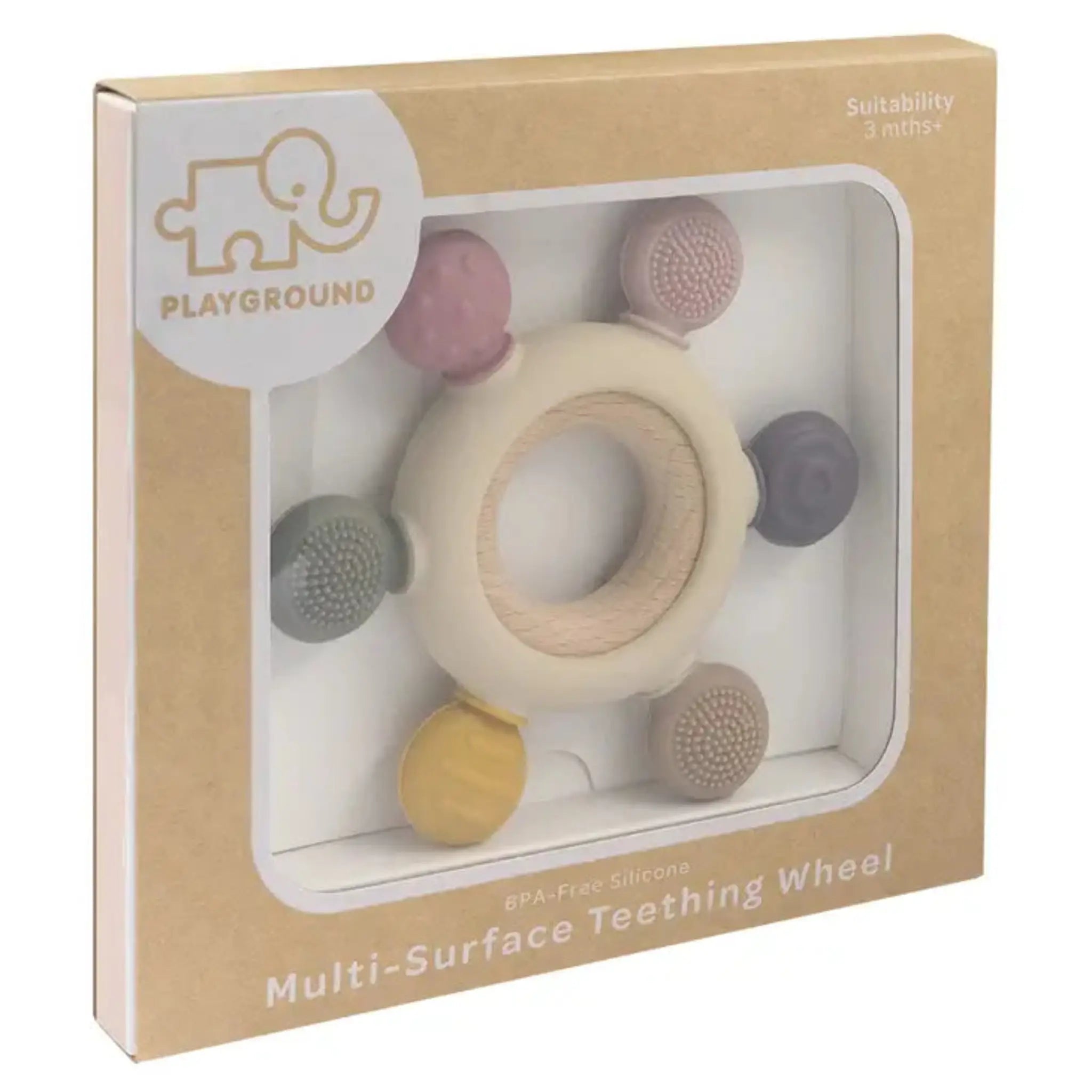 Silicone & Beechwood Baby Teether | BPA-Free Sensory Teething Toy