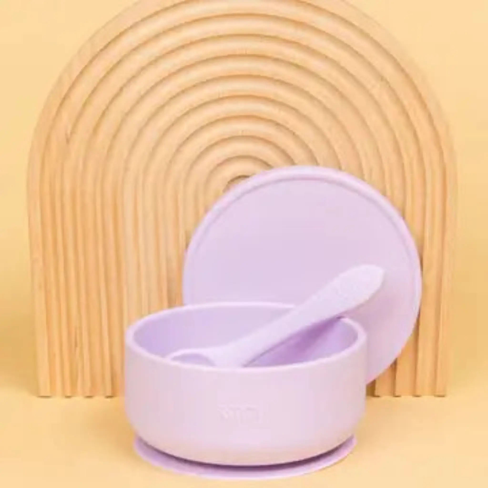 Silicone Suction Baby Bowl with Lid & Spoon | Mess-Free Baby Feeding Lilac