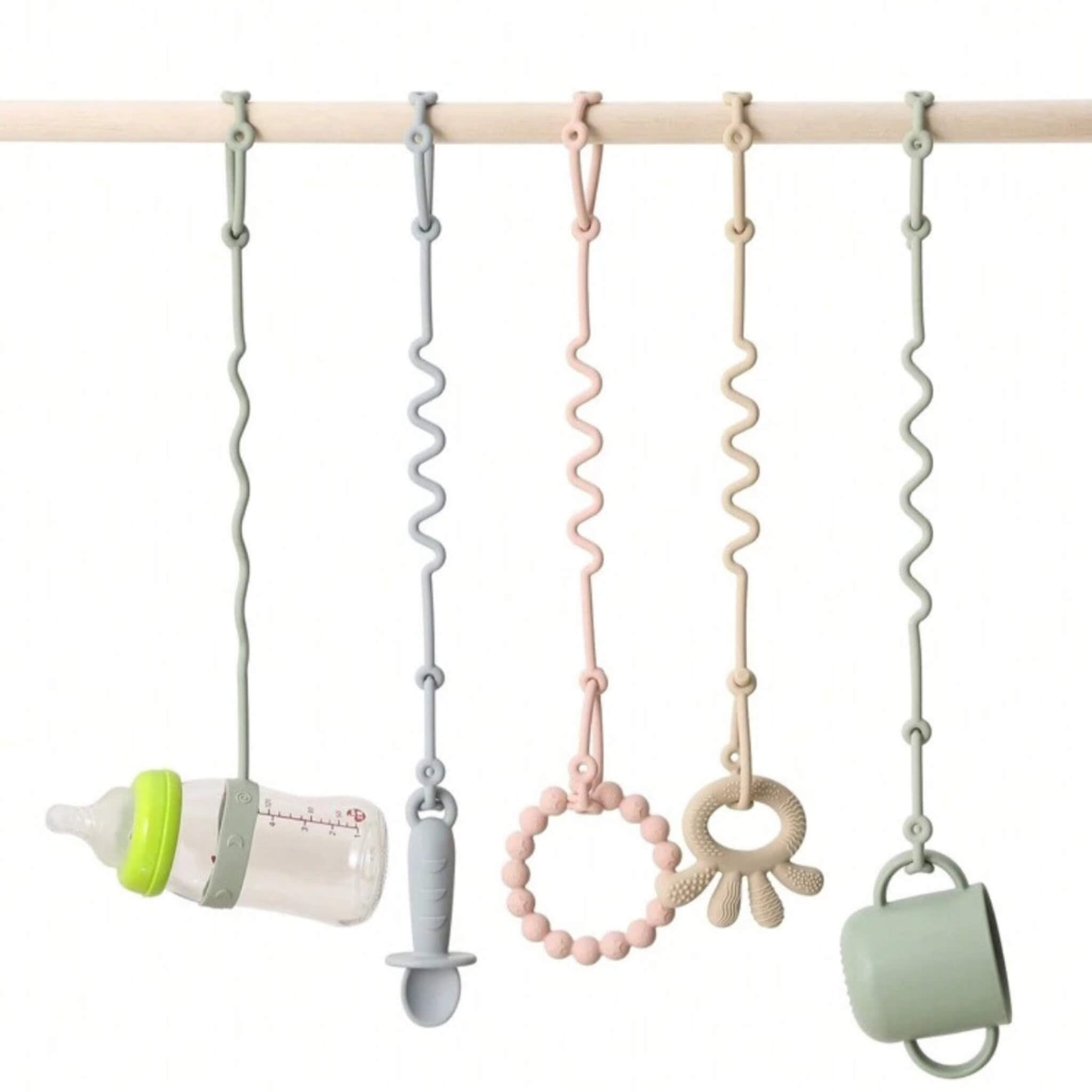 Silicone Toy Straps | Adjustable Pram & Highchair Toy Holders