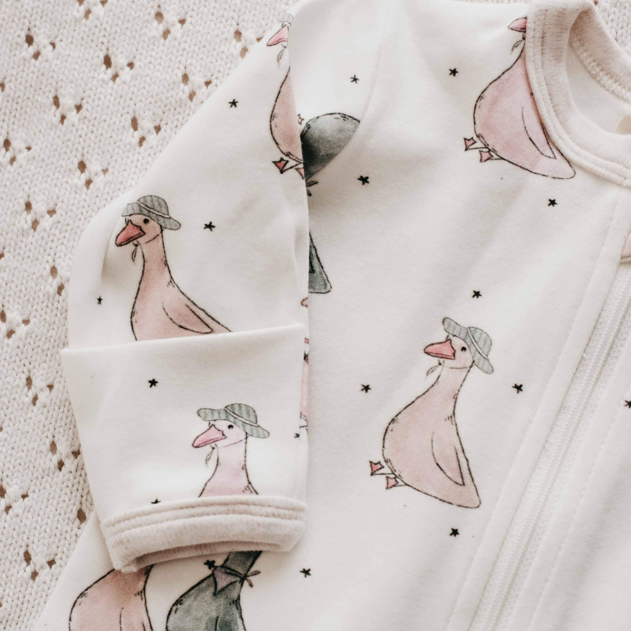  Silly Goose Zip Romper | Soft Jersey Cotton Baby Zip Suit