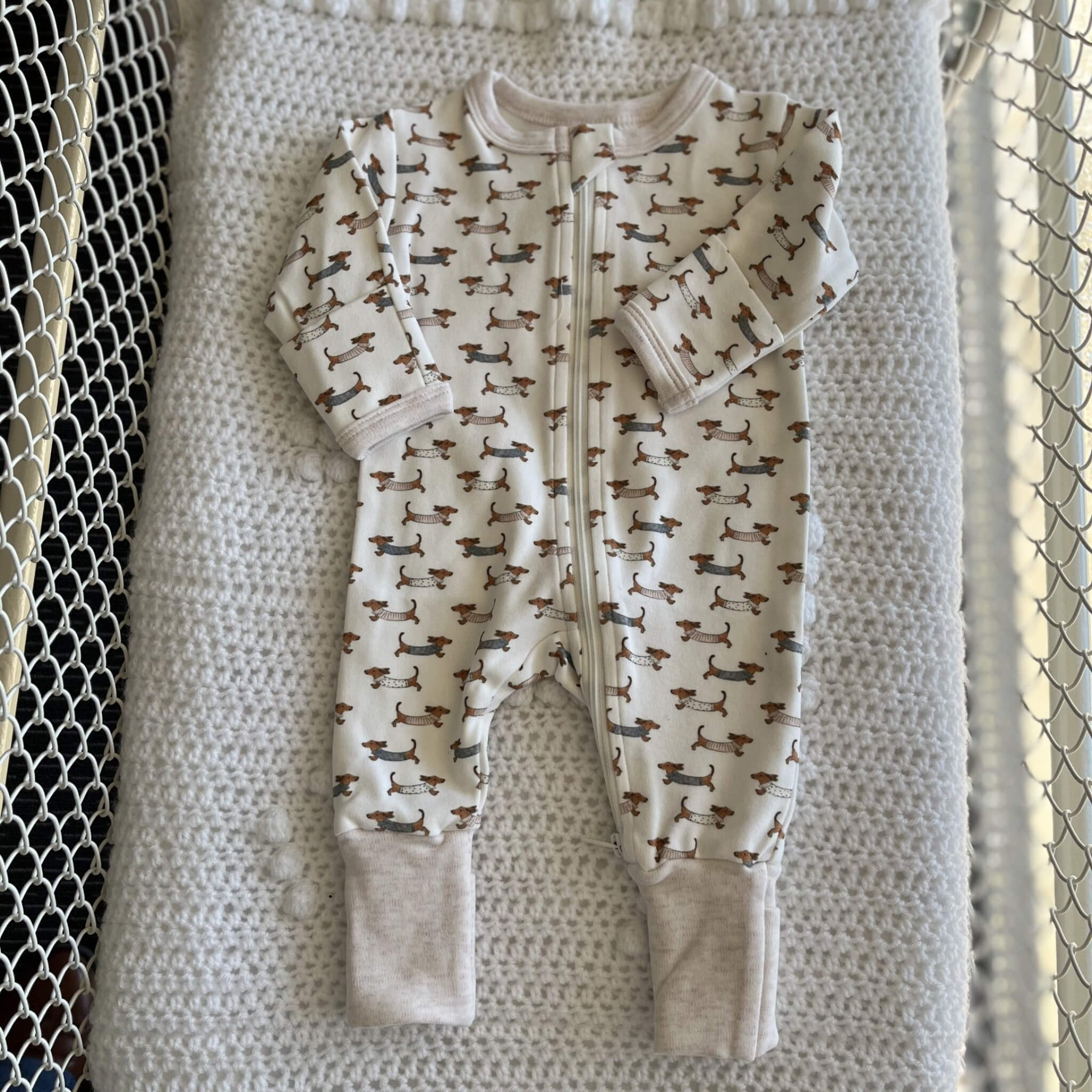 Silly Sausage Dogs Zip Romper | Soft Jersey Cotton Baby Zip Suit