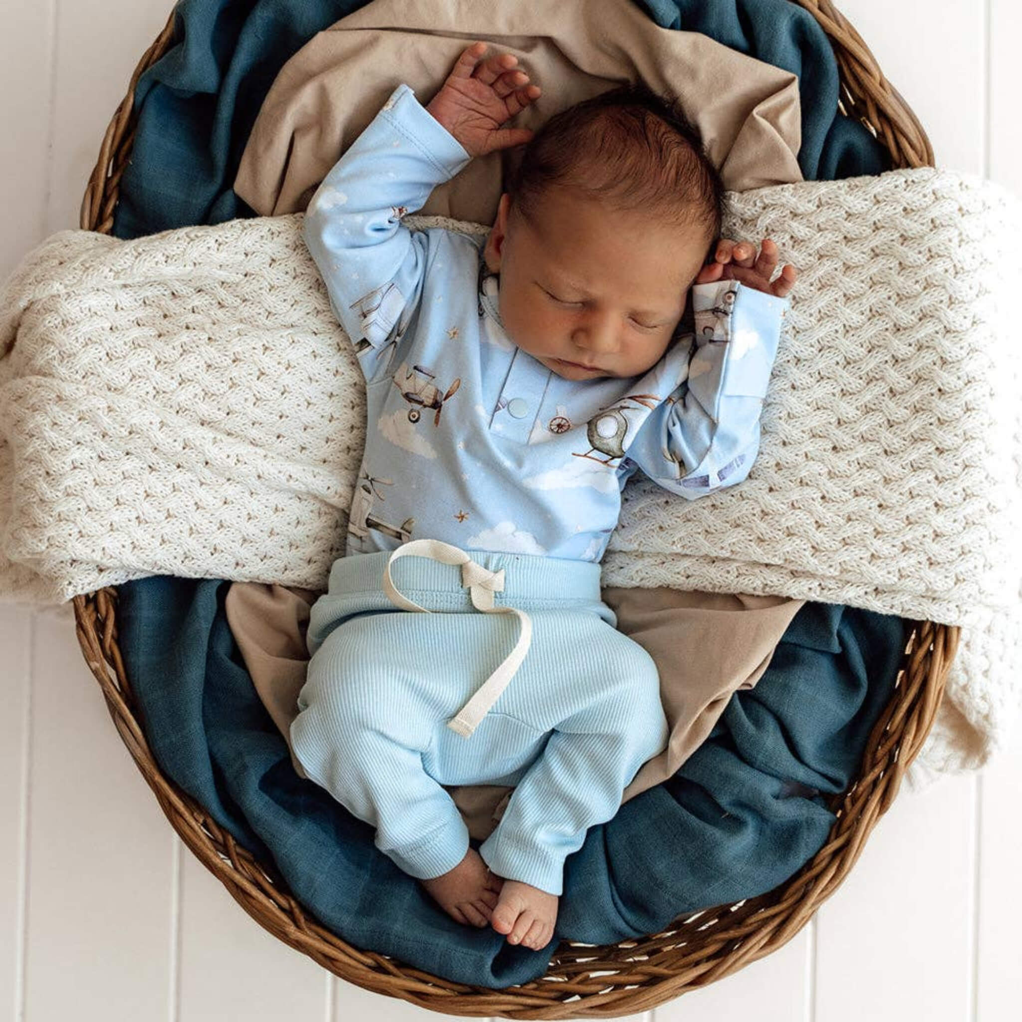 Snuggle Hunny Organic Cotton Baby Blue Rib Pants