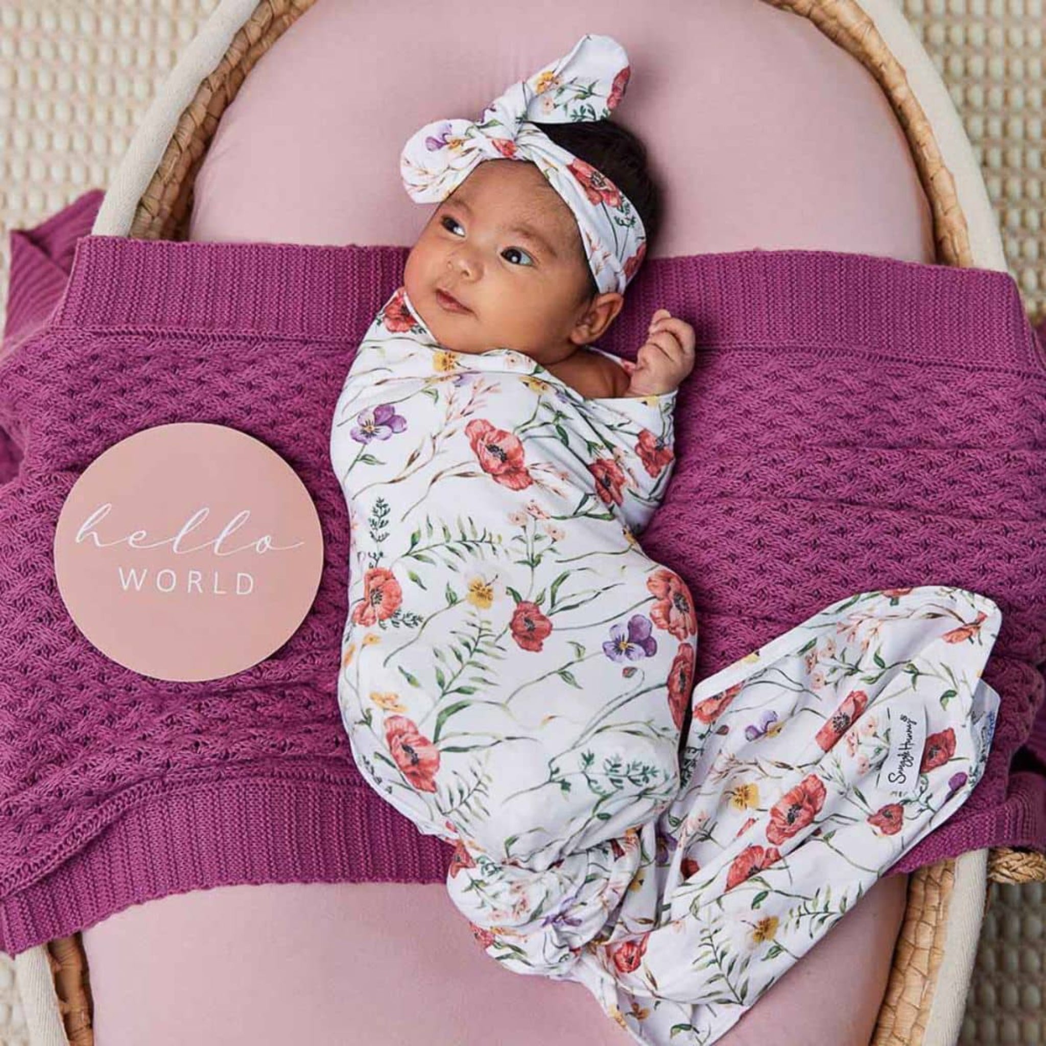 Meadow Organic Jersey Wrap and Topknot set- Snuggle Hunny
