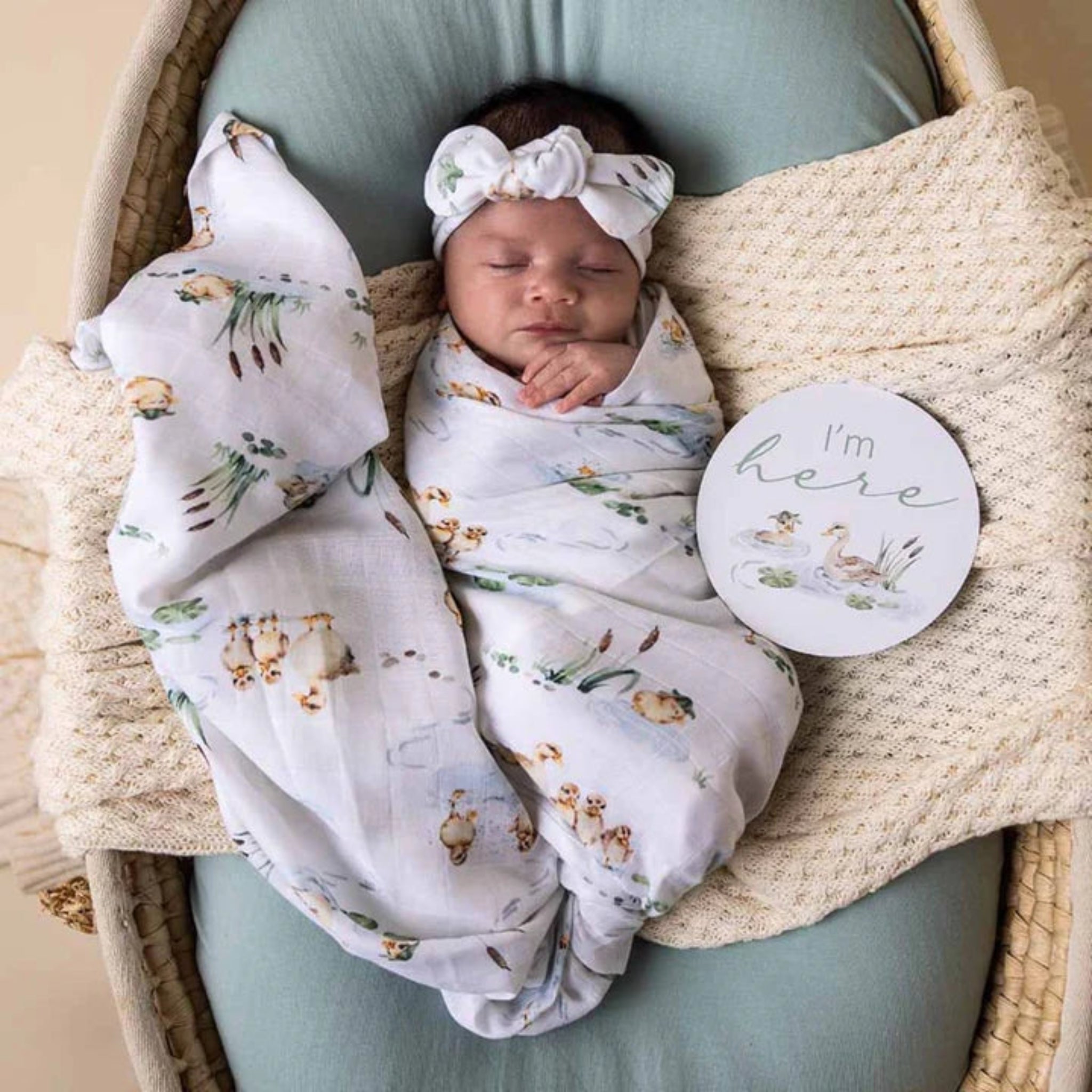 Duck Pond Organic Muslin Wrap- Snuggle Hunny