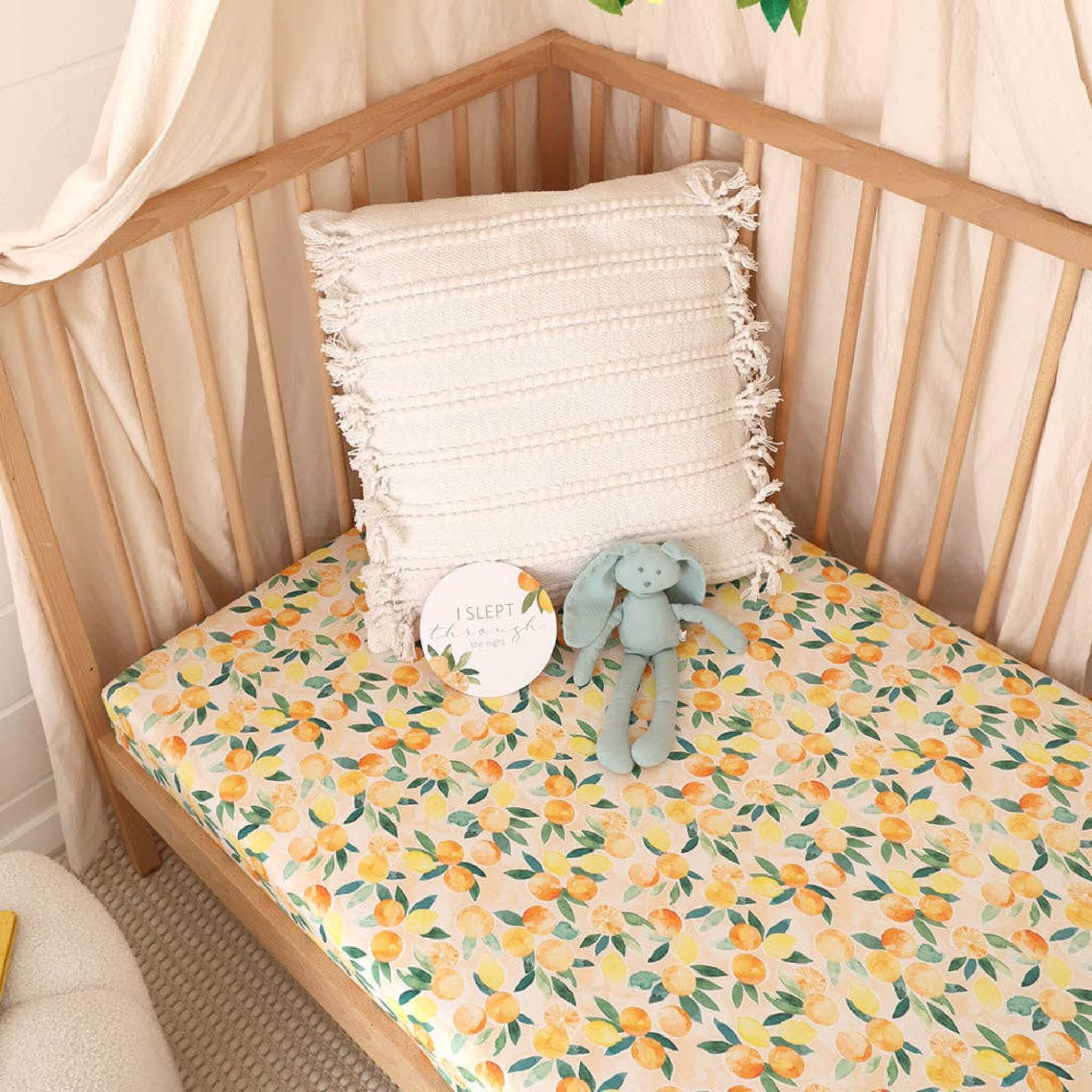 Sunny Citrus Fitted Cot Sheet | Organic Cotton Cot Sheet