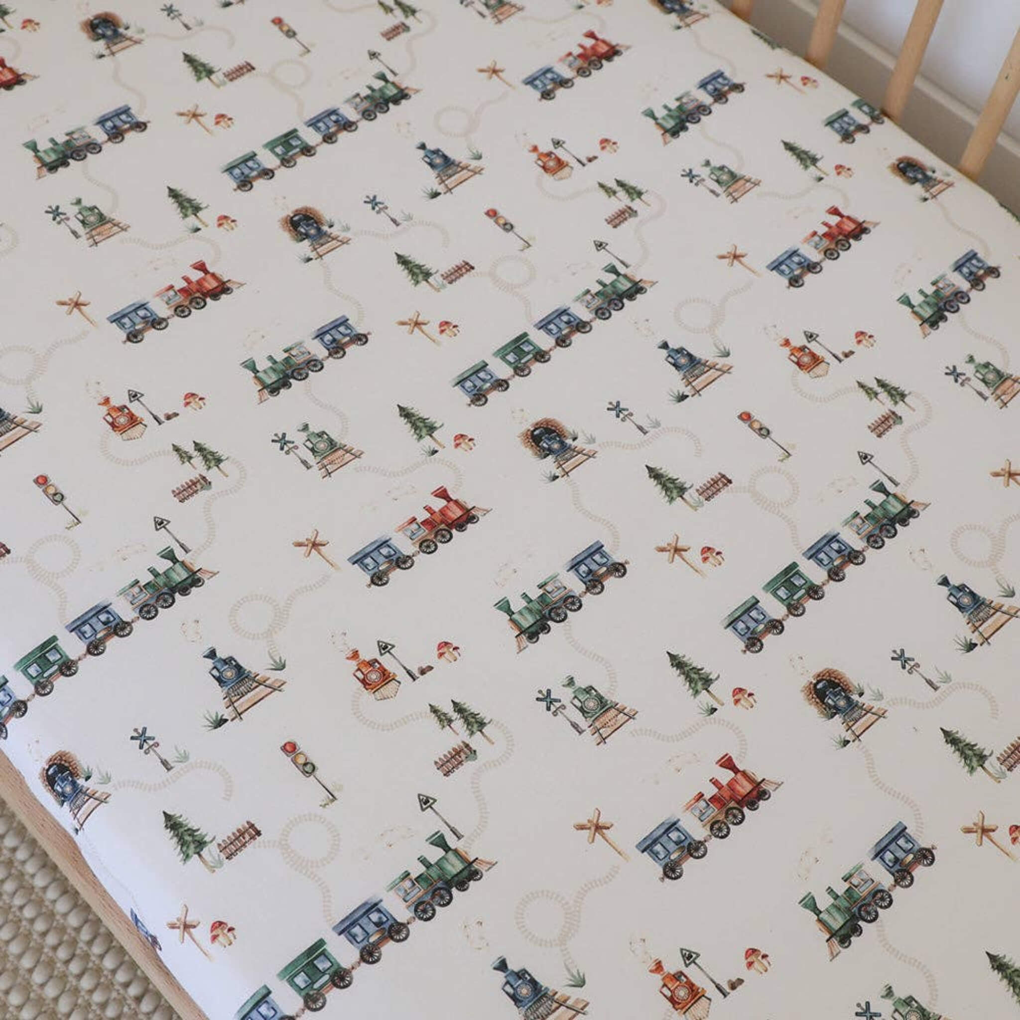 Trains Fitted Cot Sheet 