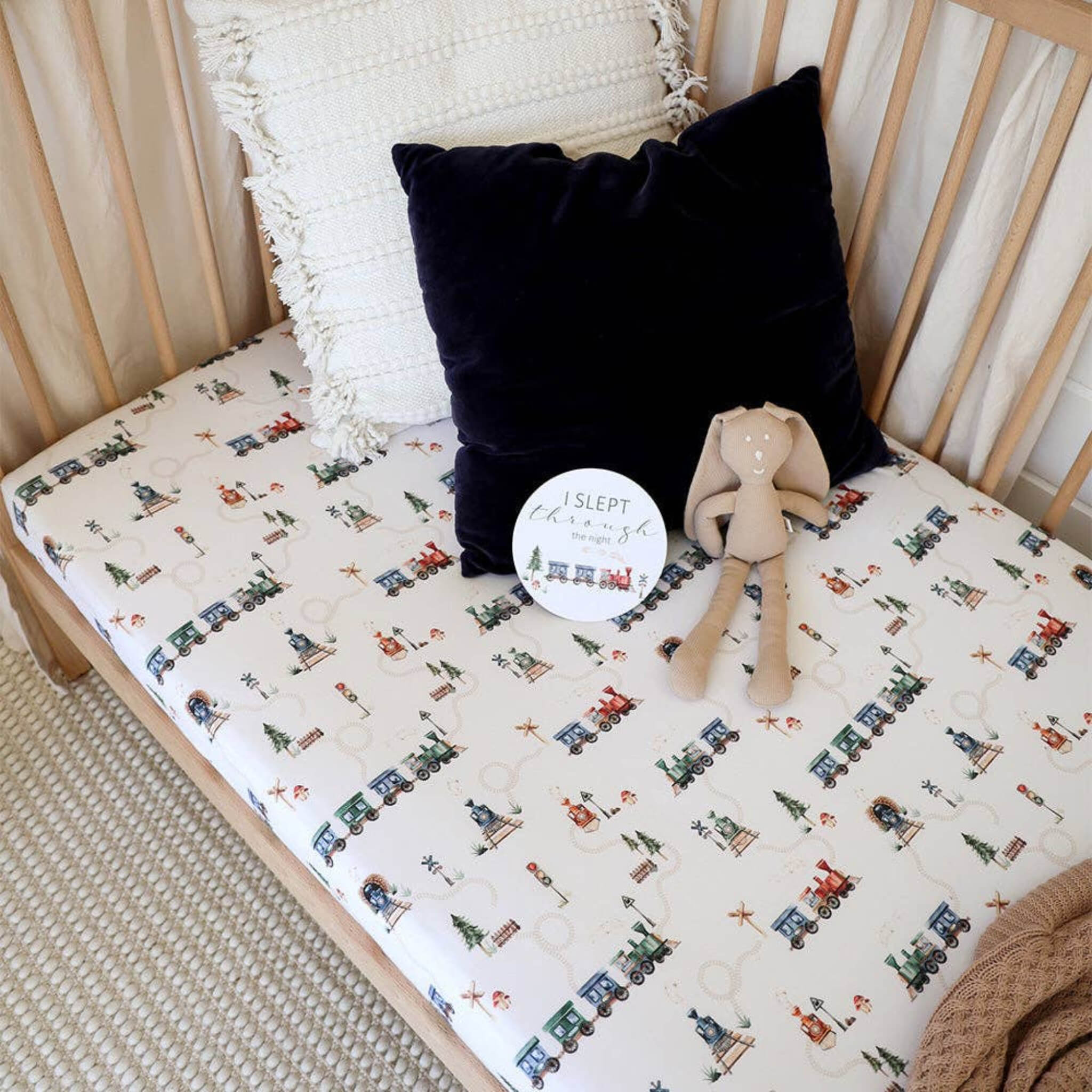 Trains Fitted Cot Sheet 