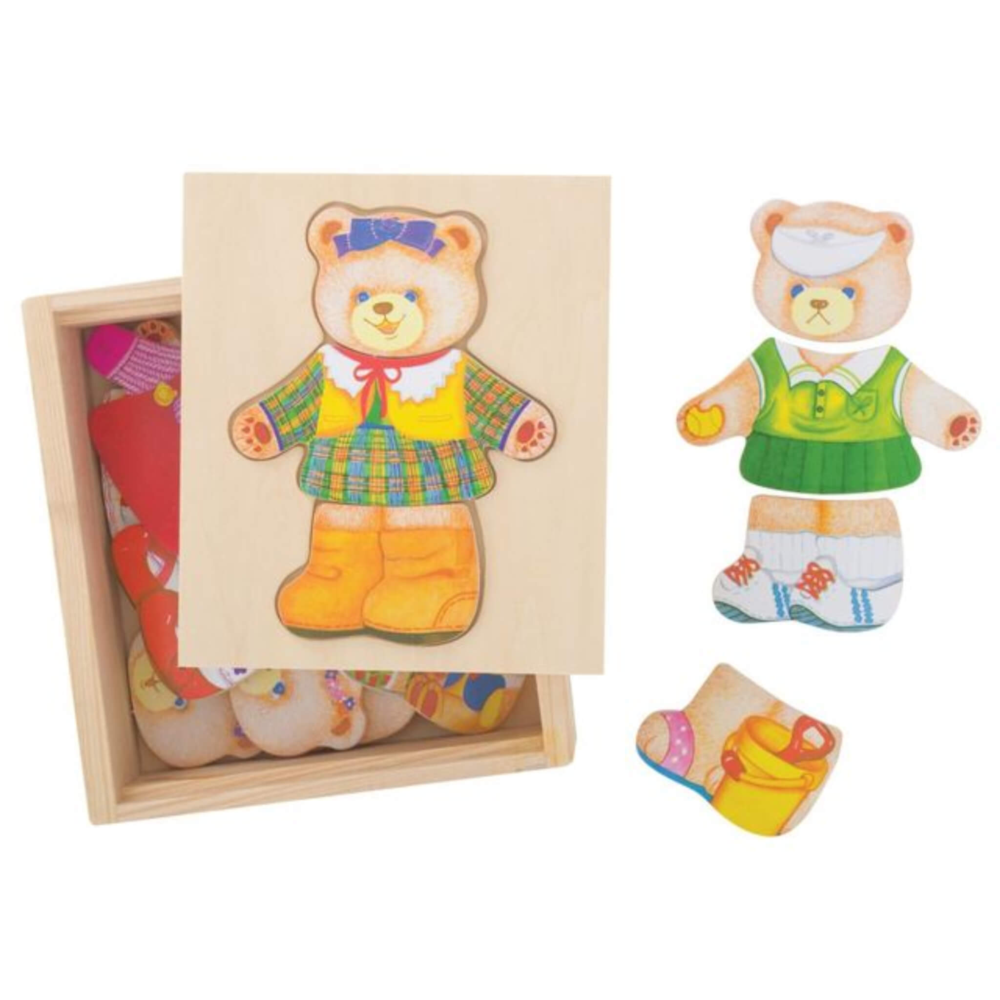 Wooden Bear Dress Up Puzzle Set
