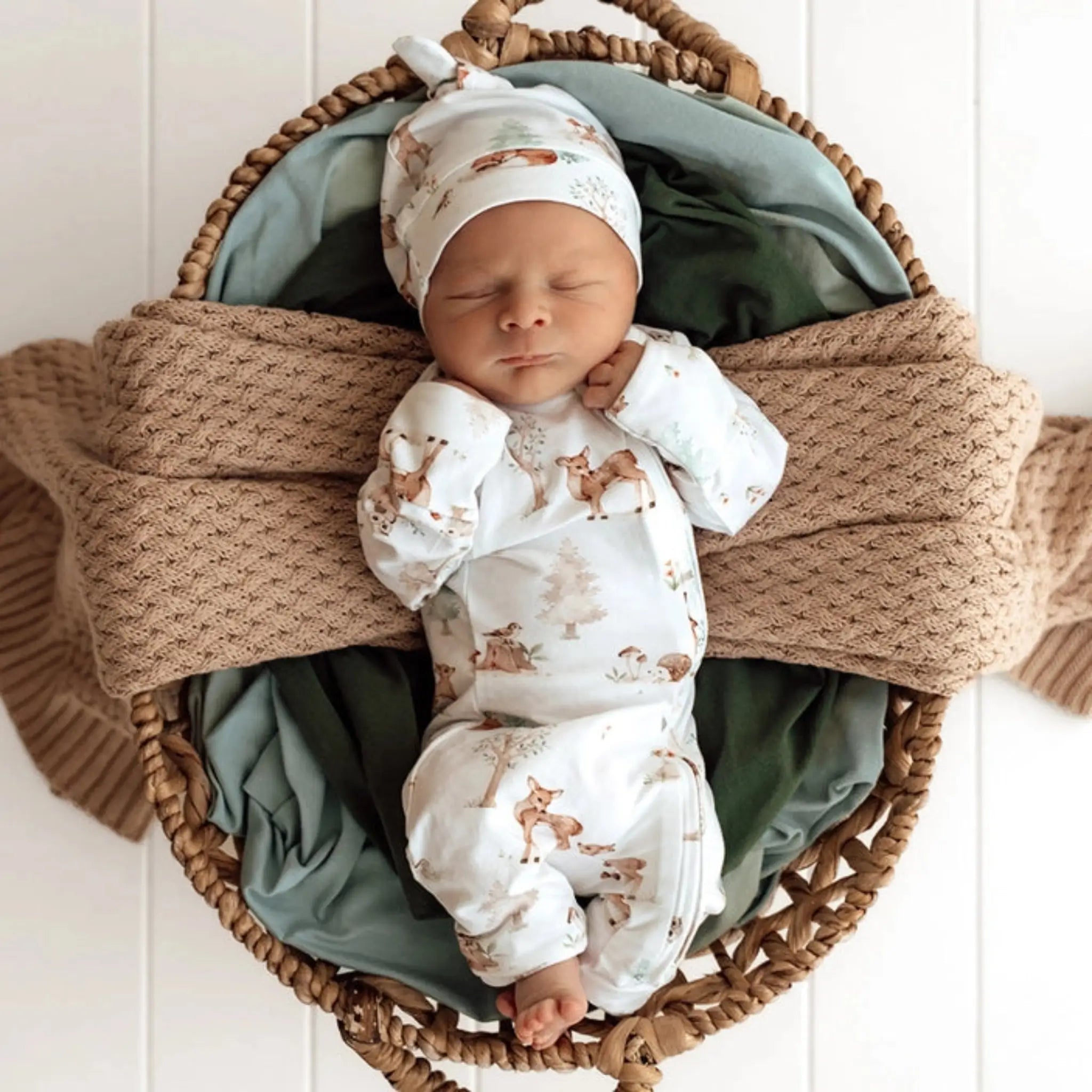 Woodland Tales Organic Snugglesuit | Snuggle Hunny Convertible Romper