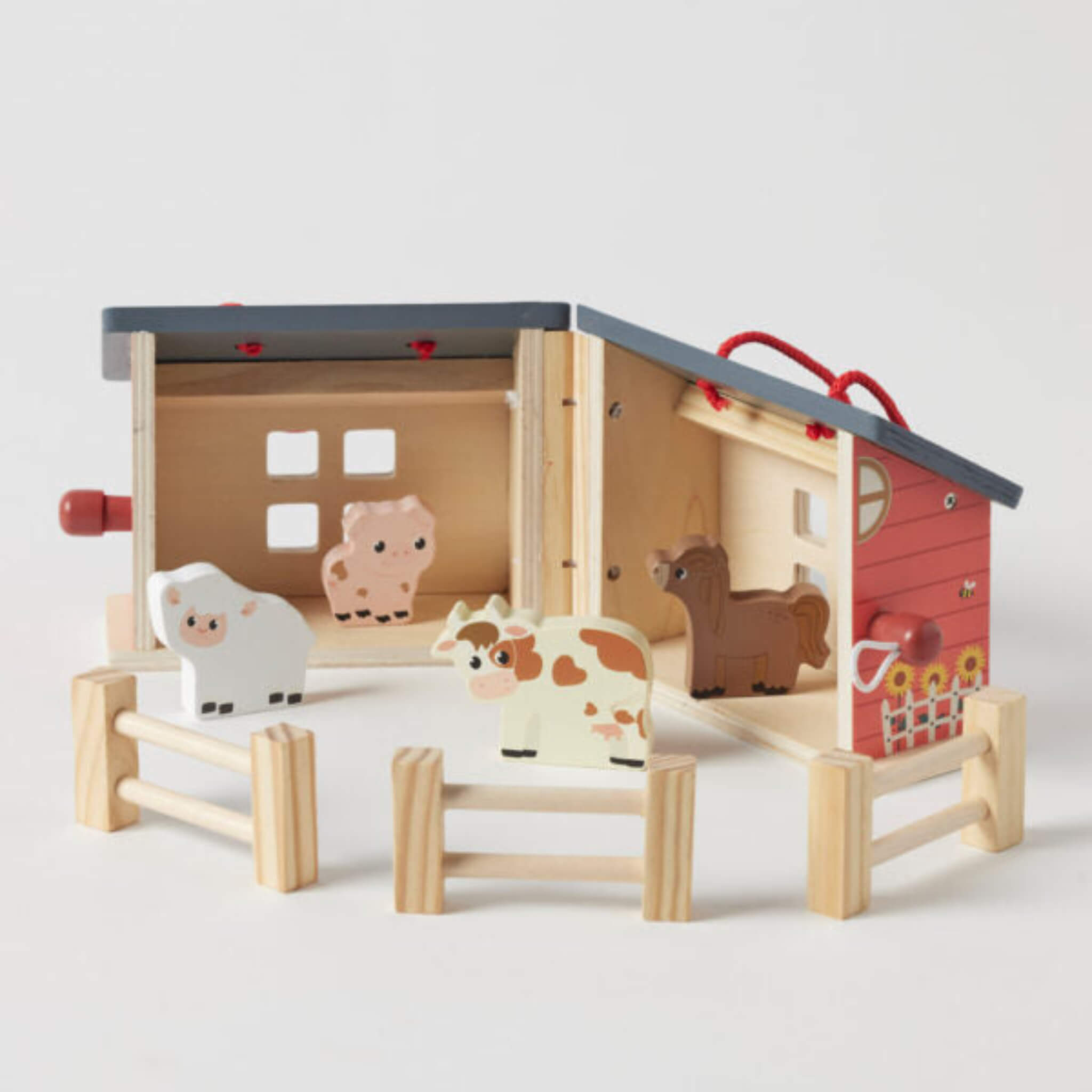 Zookabee Foldable Farm House Wooden Play Set – Portable Kids Toy