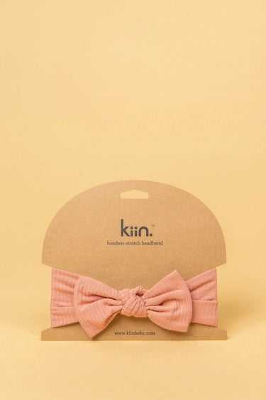 Bamboo Stretch Bow Headband Blush-Kiin Baby