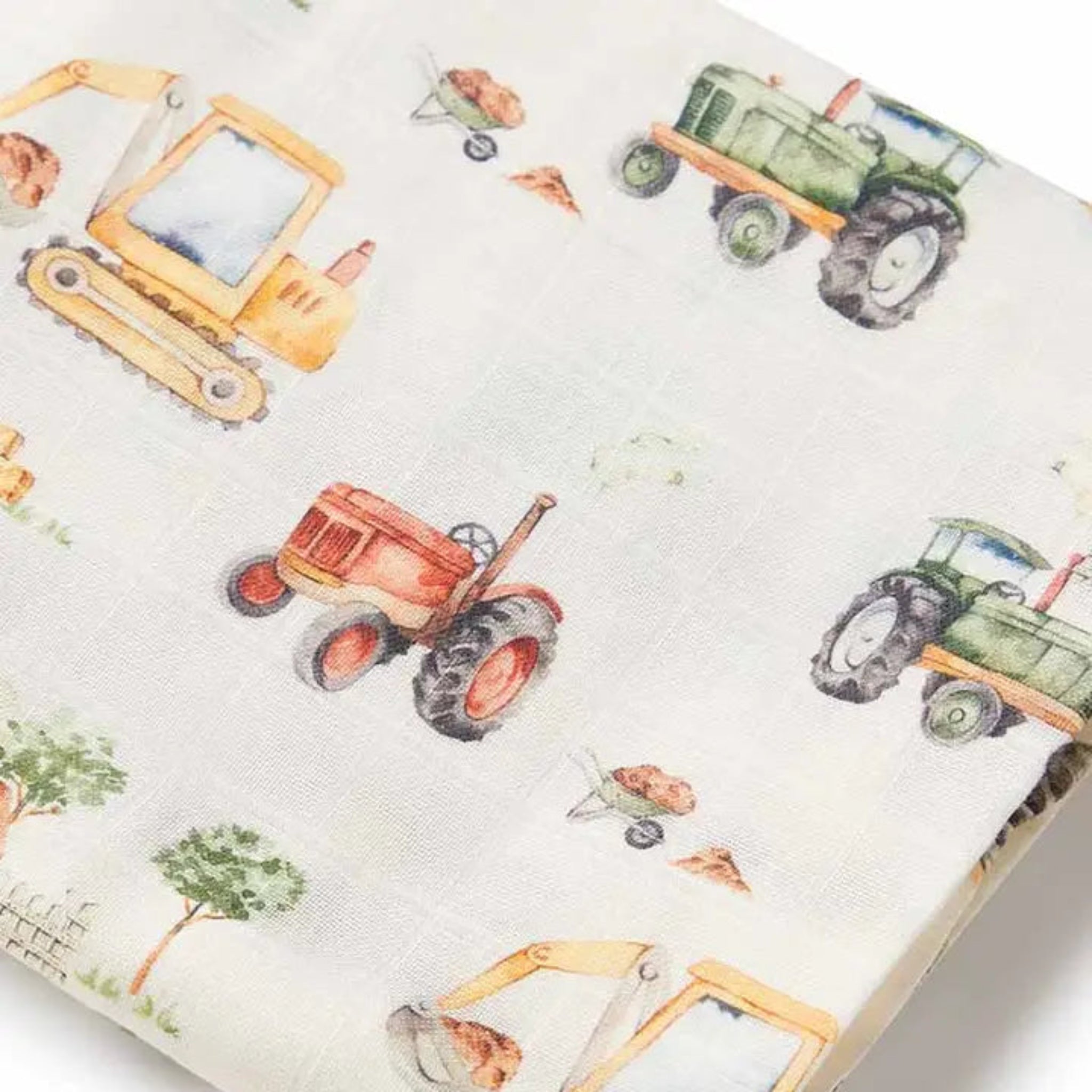 Diggers & Tractors Organic Muslin Wrap-Snuggle Hunny