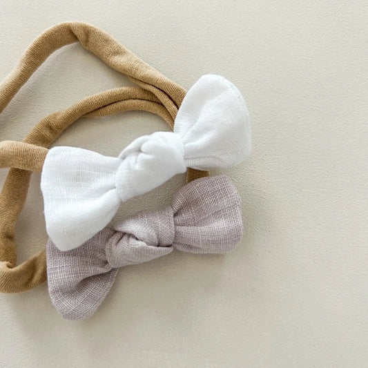Newborn Bow Set White/Lilac-Petite&Co