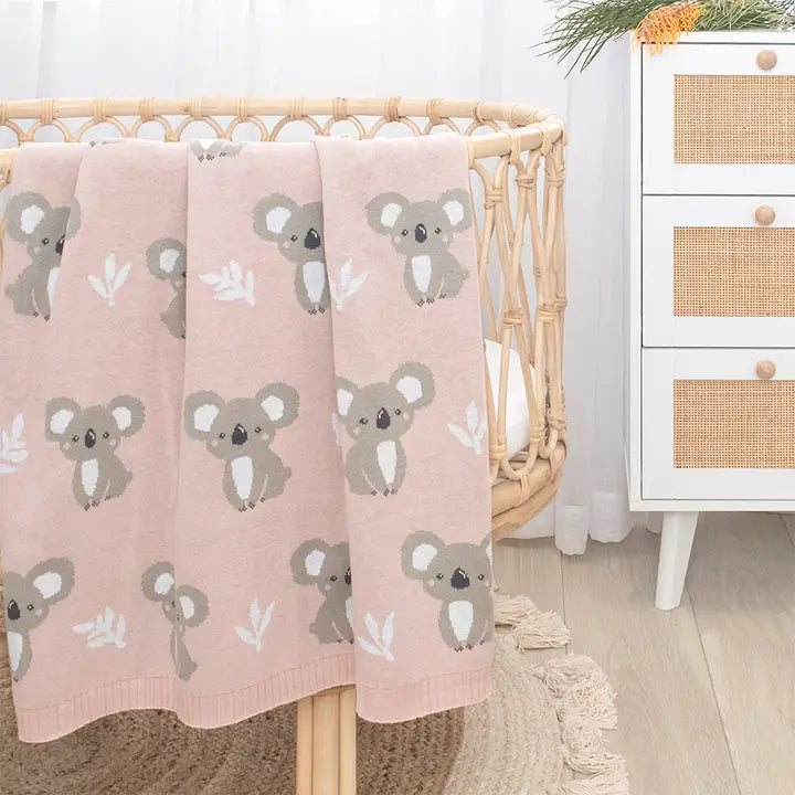 Koala/Blush Australiana Baby Blanket-Living Textiles