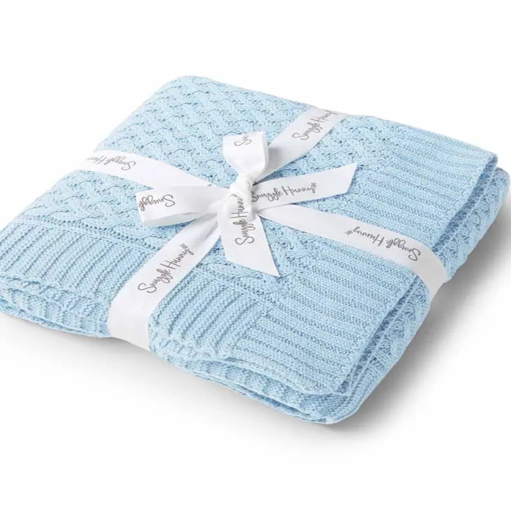 Baby Blue Diamond Knit Organic Baby Blanket-Snuggle Hunny