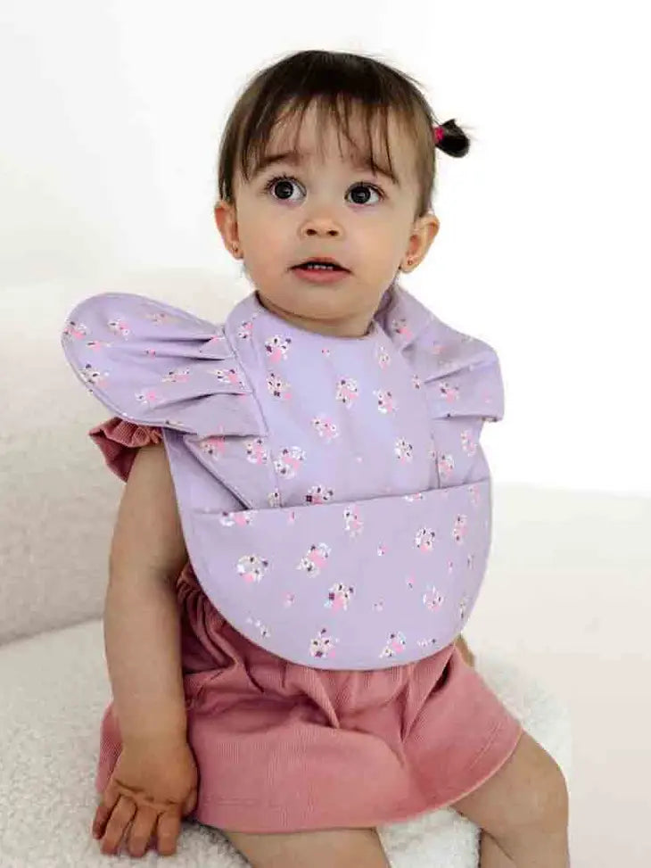 Lilac Bloom Frill Snuggle Bib Waterproof-Snuggle Hunny