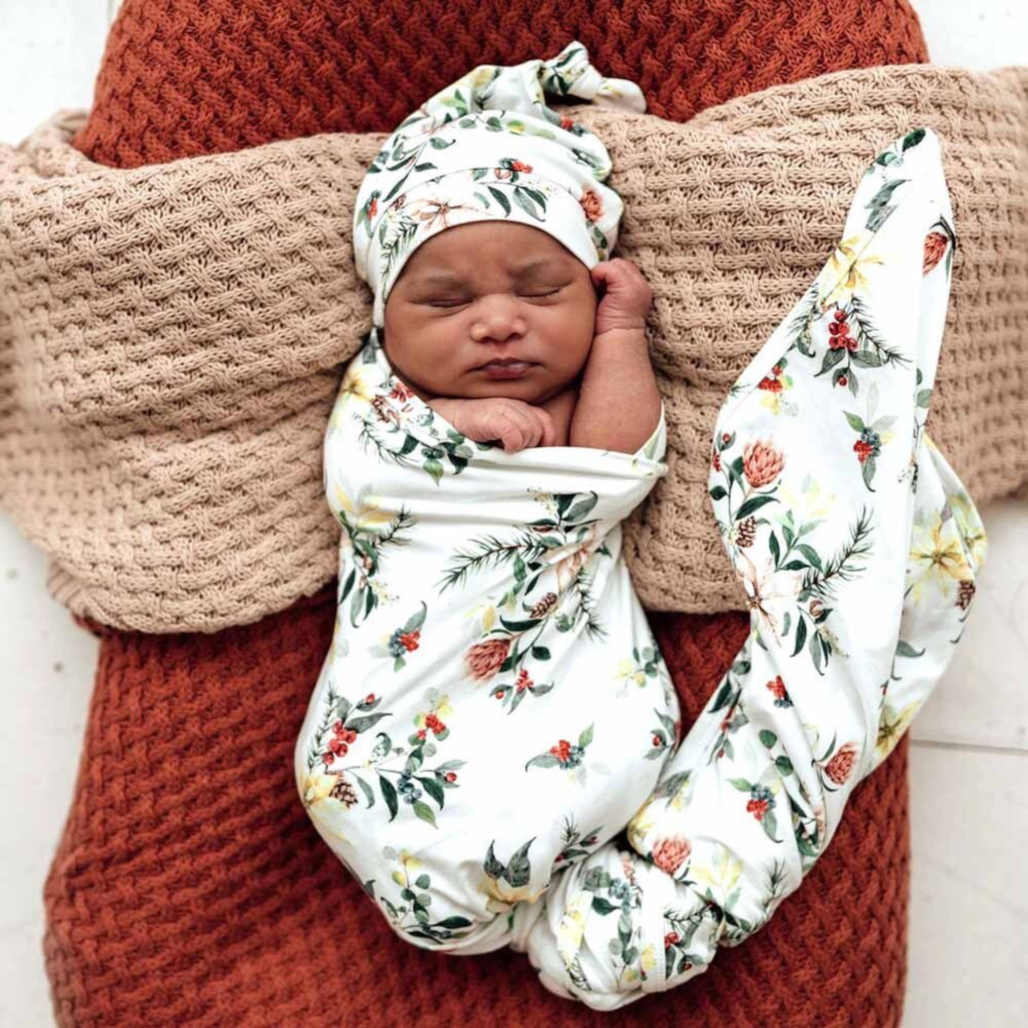 Festive Berry Organic Jersey wrap and Beanie set- LIMITED EDITION