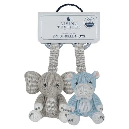 Elephant and Hippo Stroller toy- Living Textiles
