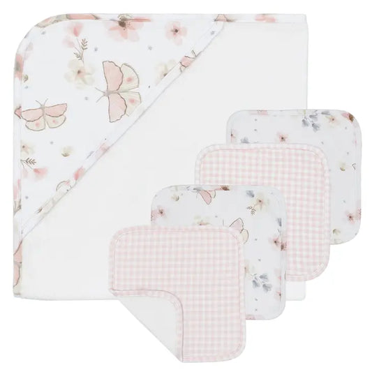 Butterfly Garden 5 pc Hooded Towel Gift set- Living Textiles