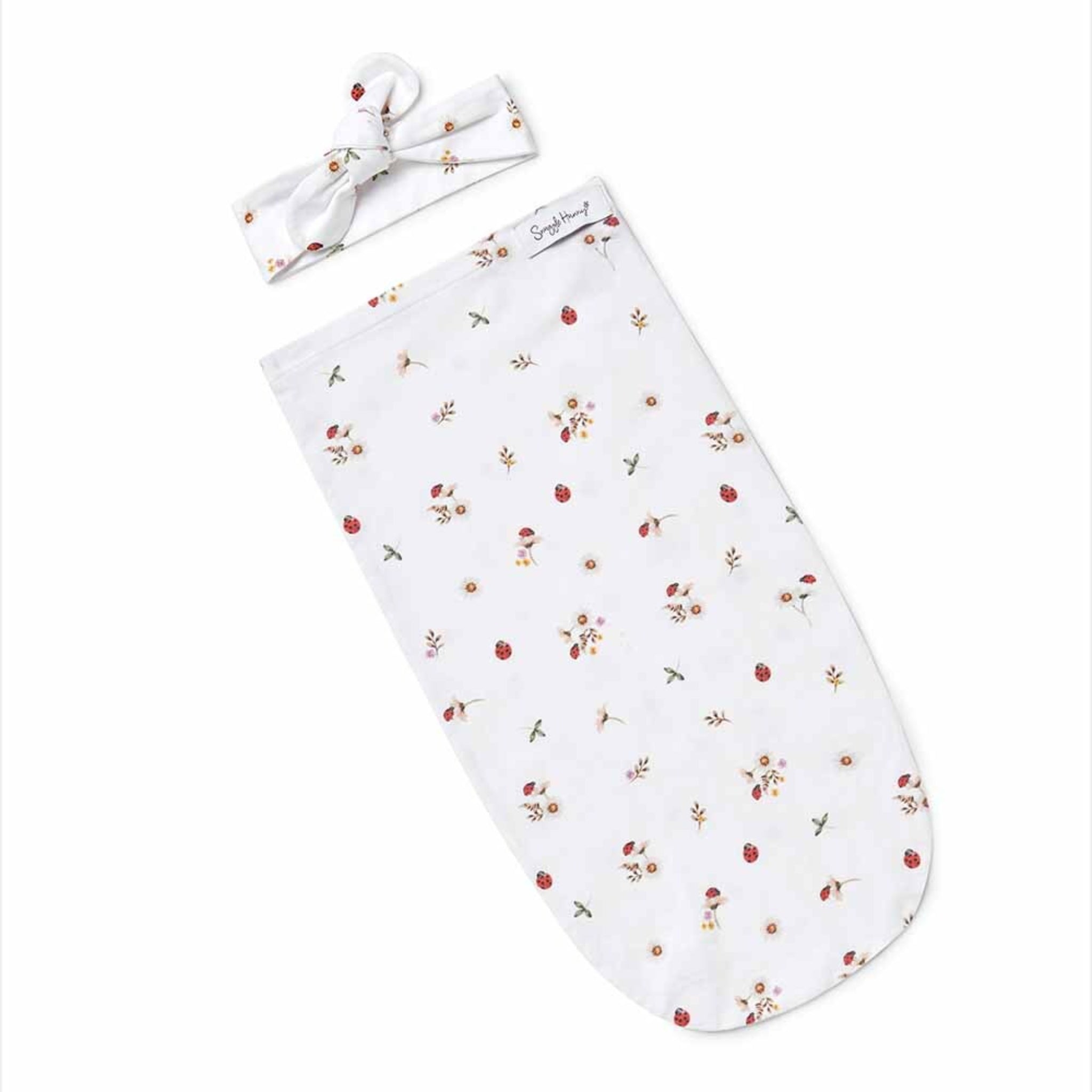 Ladybug  Organic Snuggle Swaddle &  Topknot Set-Snuggle Hunny