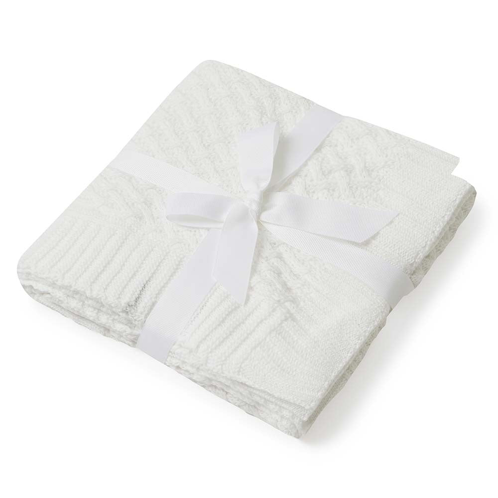 White | Diamond Knit Baby Blanket