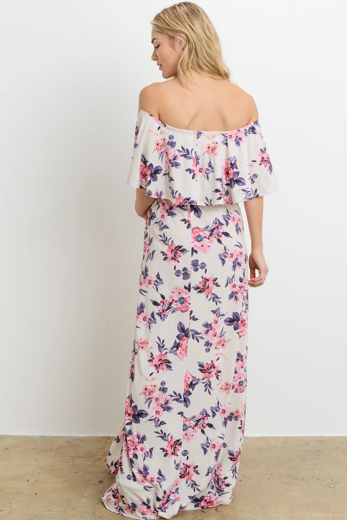 Floral Ruffle | Off Shoulder Maternity Dress