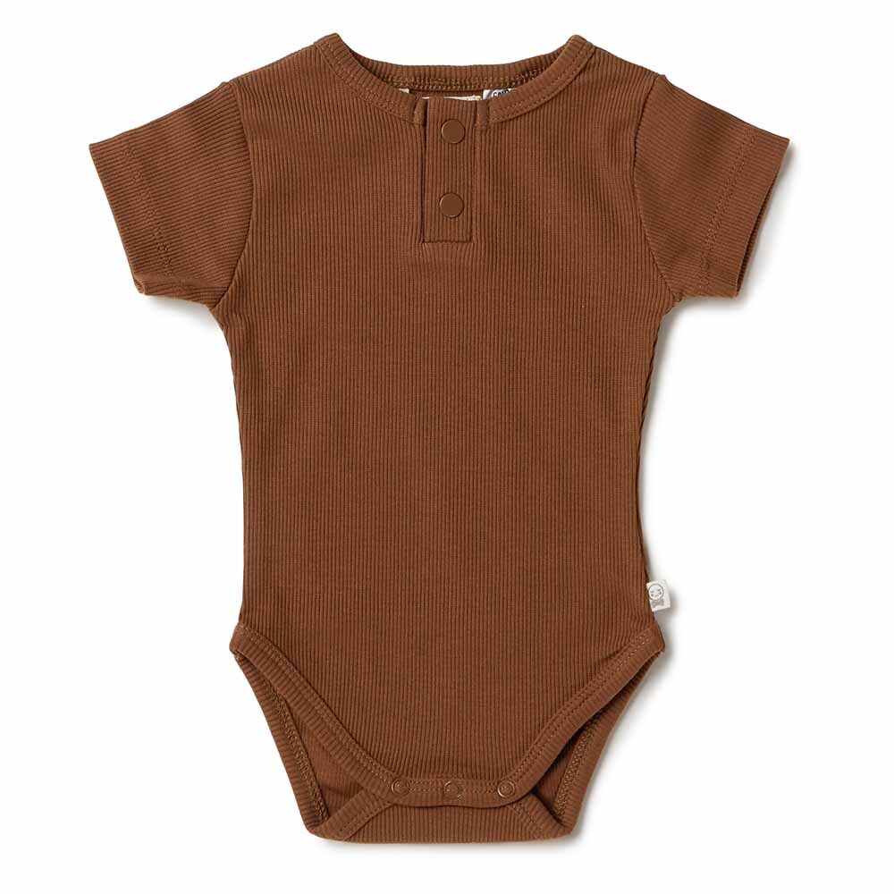 Chocolate  Organic Short Sleeve Bodysuit-Snuggle Hunny